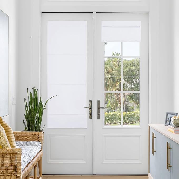 nicetown magnetic blackout door blinds, no drill roll up french door curtain for window, thermal insulated light blocking shades for sidelight glass window