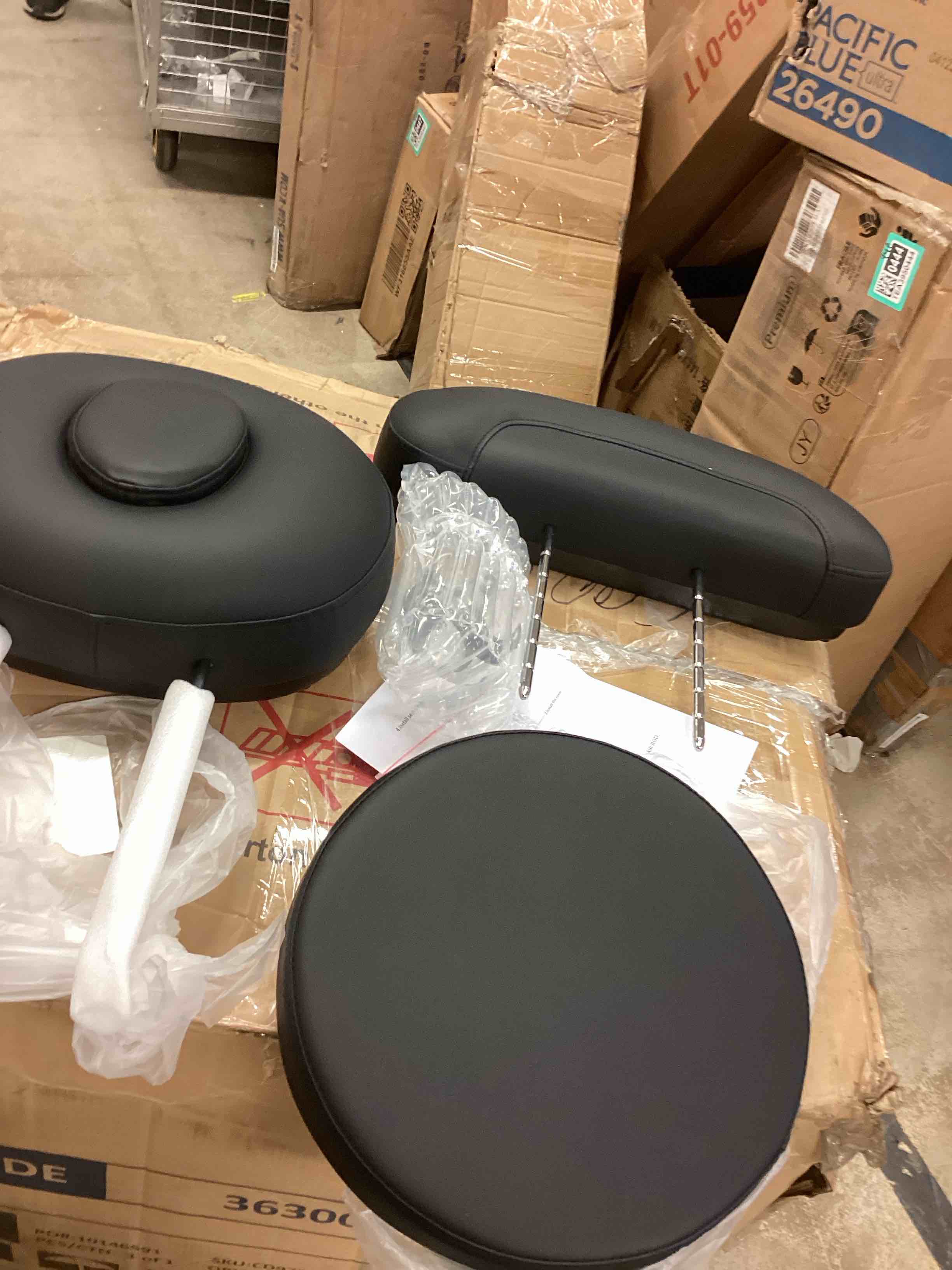 Condition photo showing Good Condition for fully electric massage table with 3 motors, professional esthetician bed with led light, height, length & angle adjustable beauty spa bed for facial & medical, stool included, black (incomplete one box only)