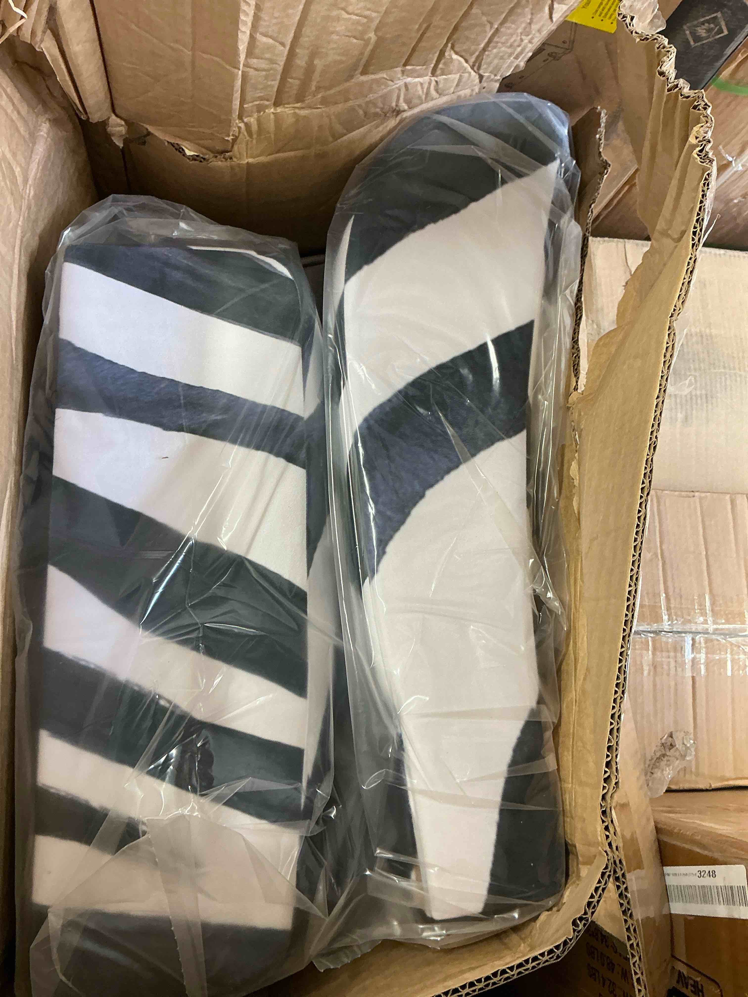 Condition photo showing New/Like New for zebra striped - upholstered accent slipper chair
