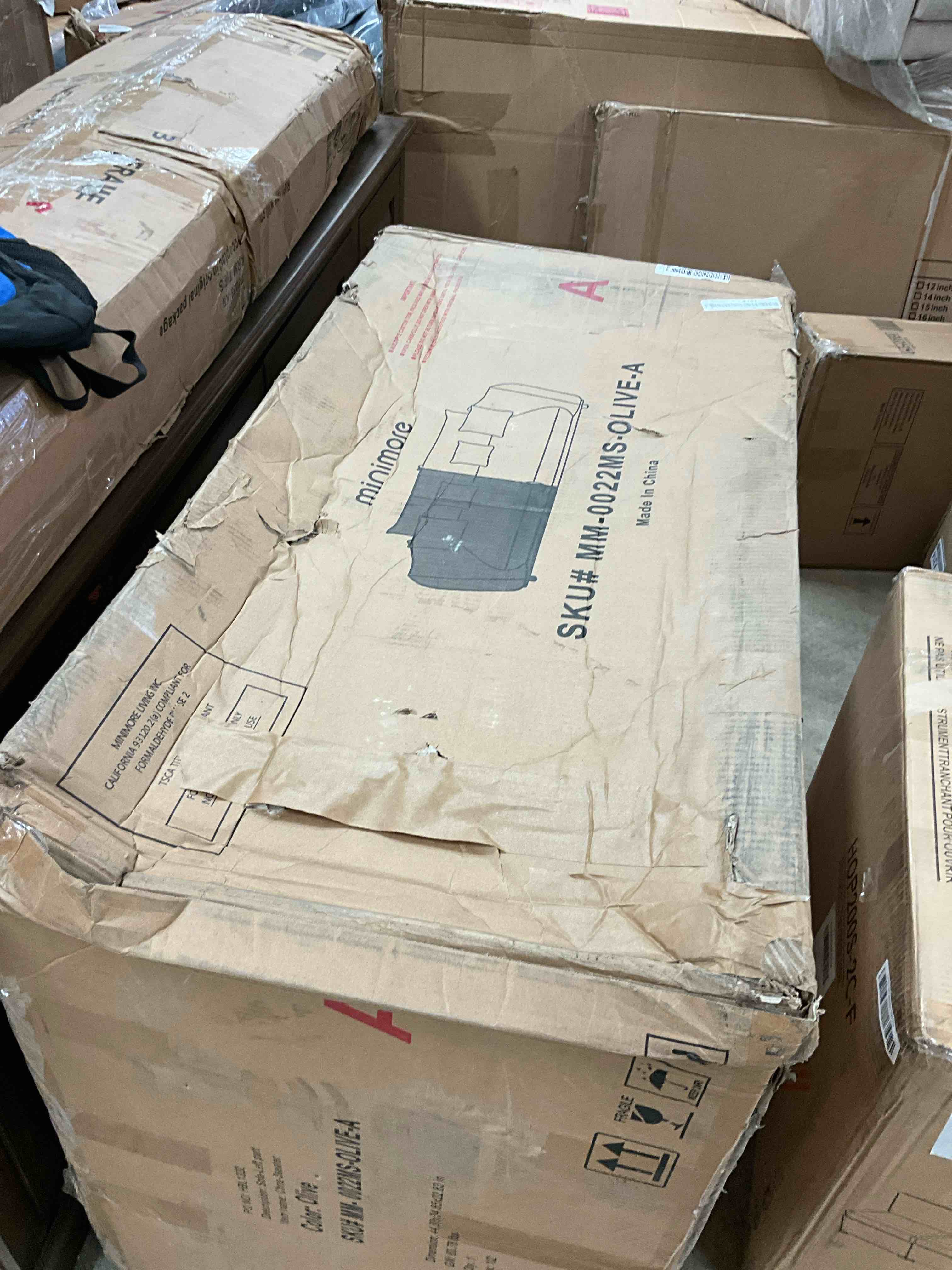 Condition photo showing Good Condition for okd 89-in w navy boucle loveseat modern minimalist 2 or 3 people sofa (incomplete one box only) (box a)