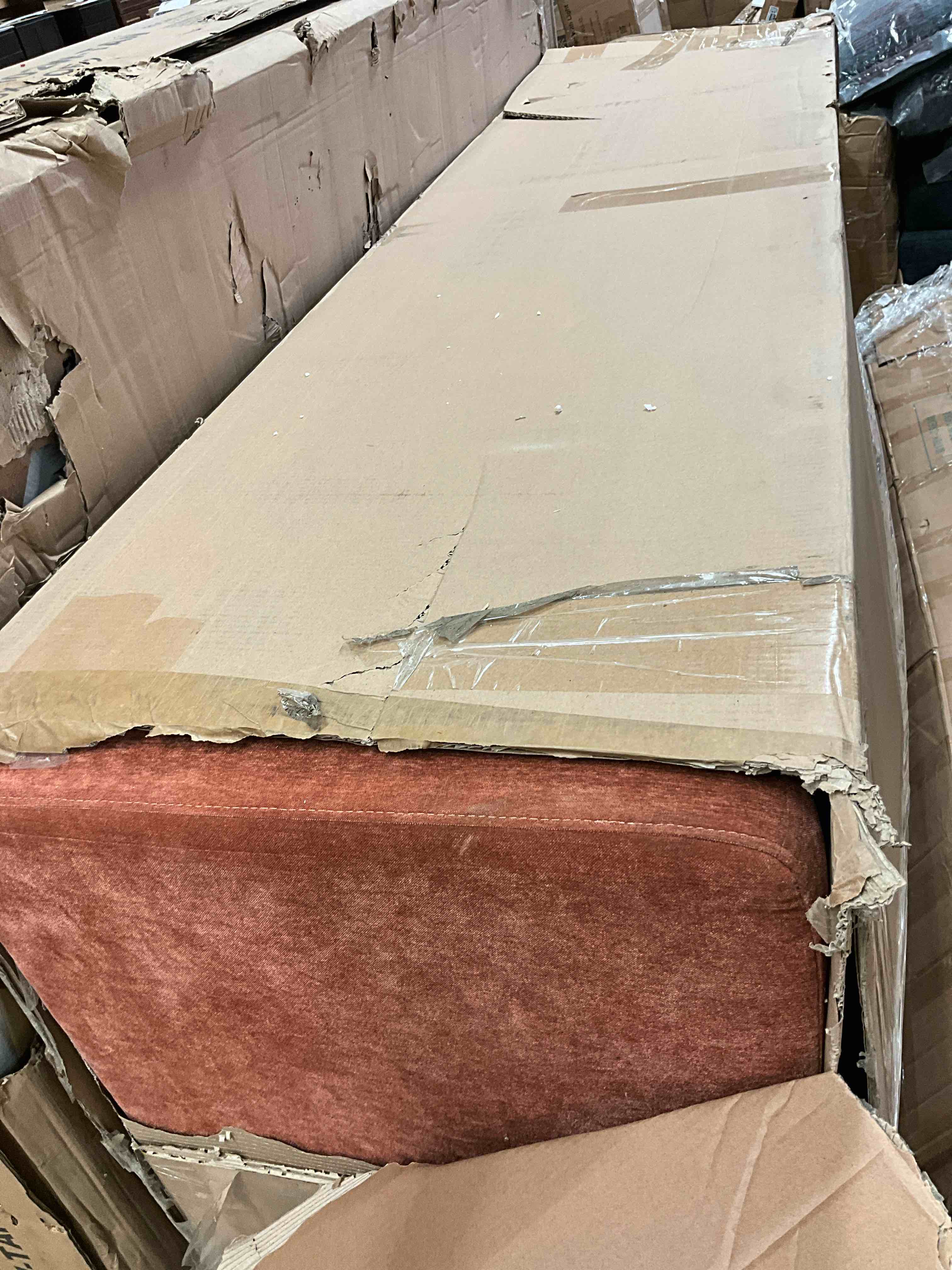 Condition photo showing New/Like New for chenille sofa 3-seater , moss rust (model similar from stock photo)
