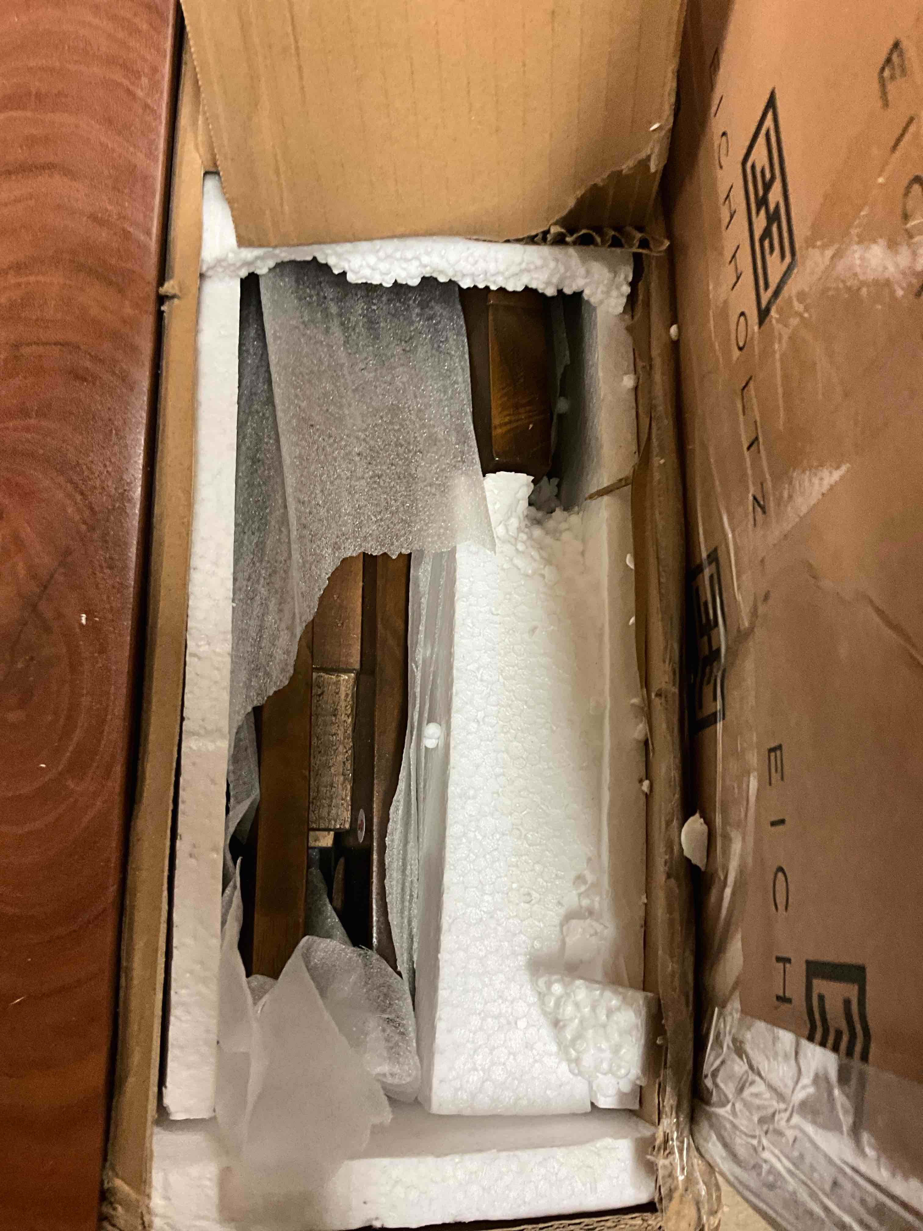 Condition photo showing New/Like New for raven mid-century modern solid wood bed