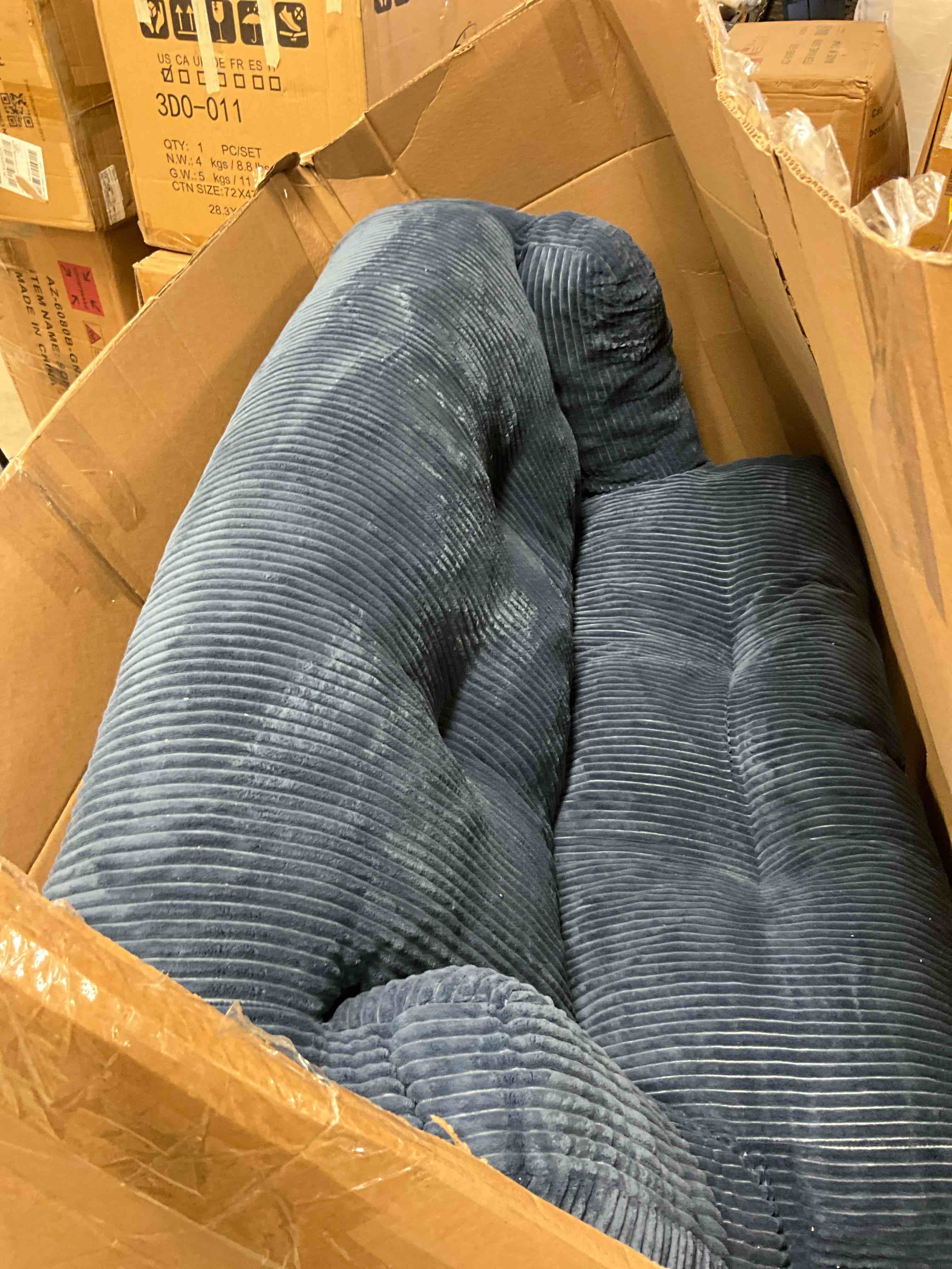 Condition photo showing Good Condition for pamapic corduroy double bean bag chair - blue