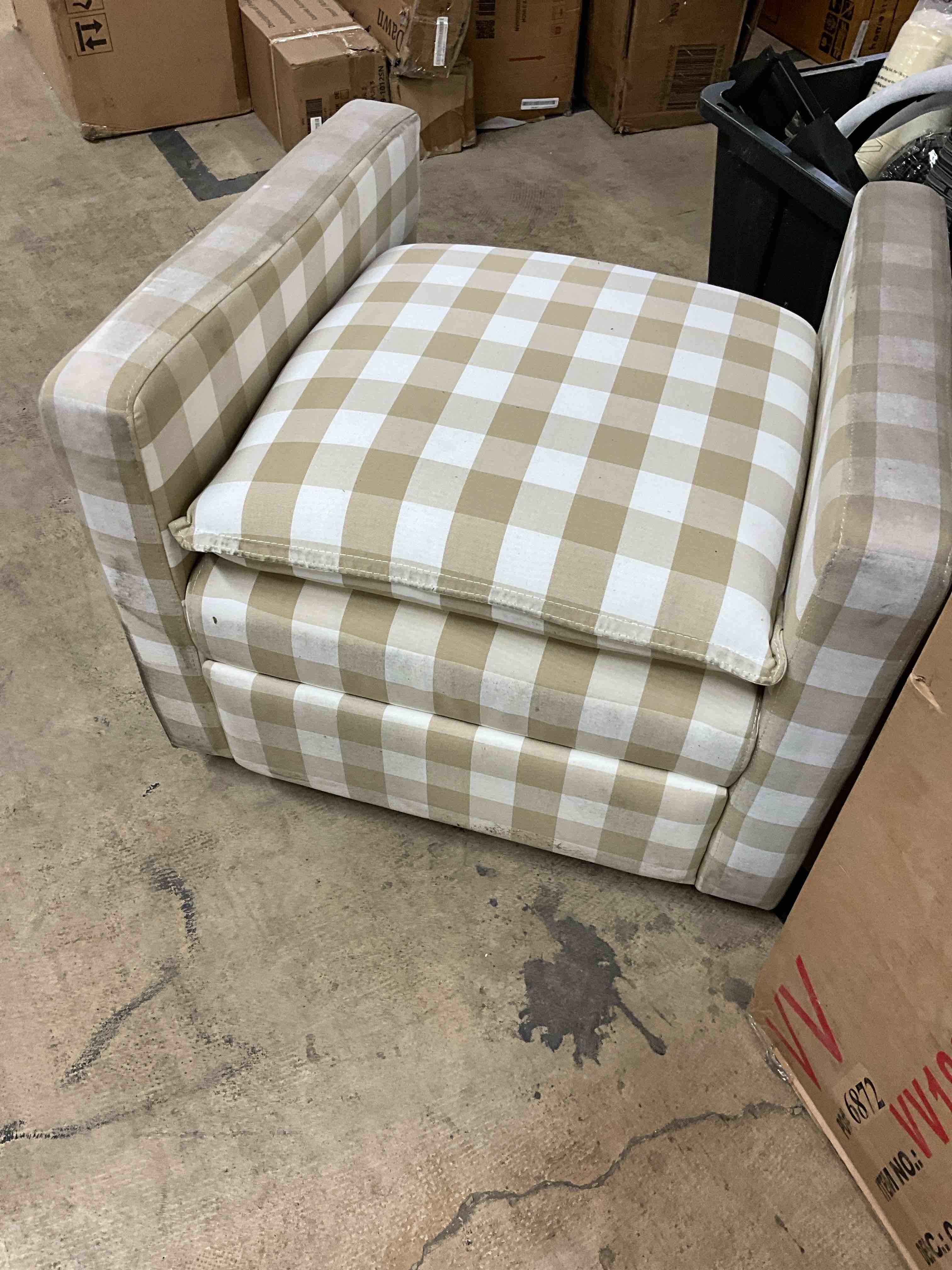 Condition photo showing As Is for swivel glider chair