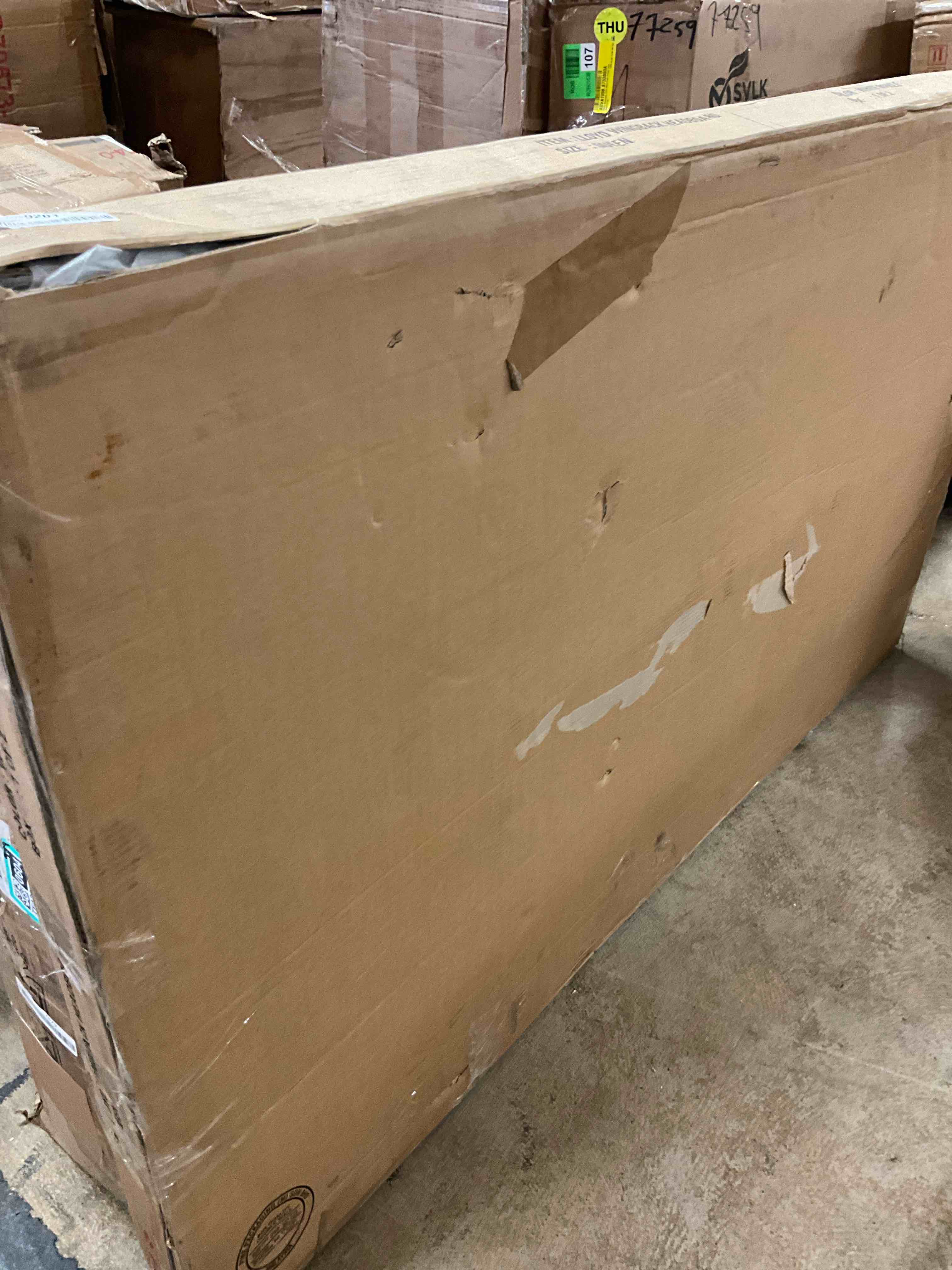 Condition photo showing Good Condition for upholstered platform bed with wingback headboard( incomplete headboard only)