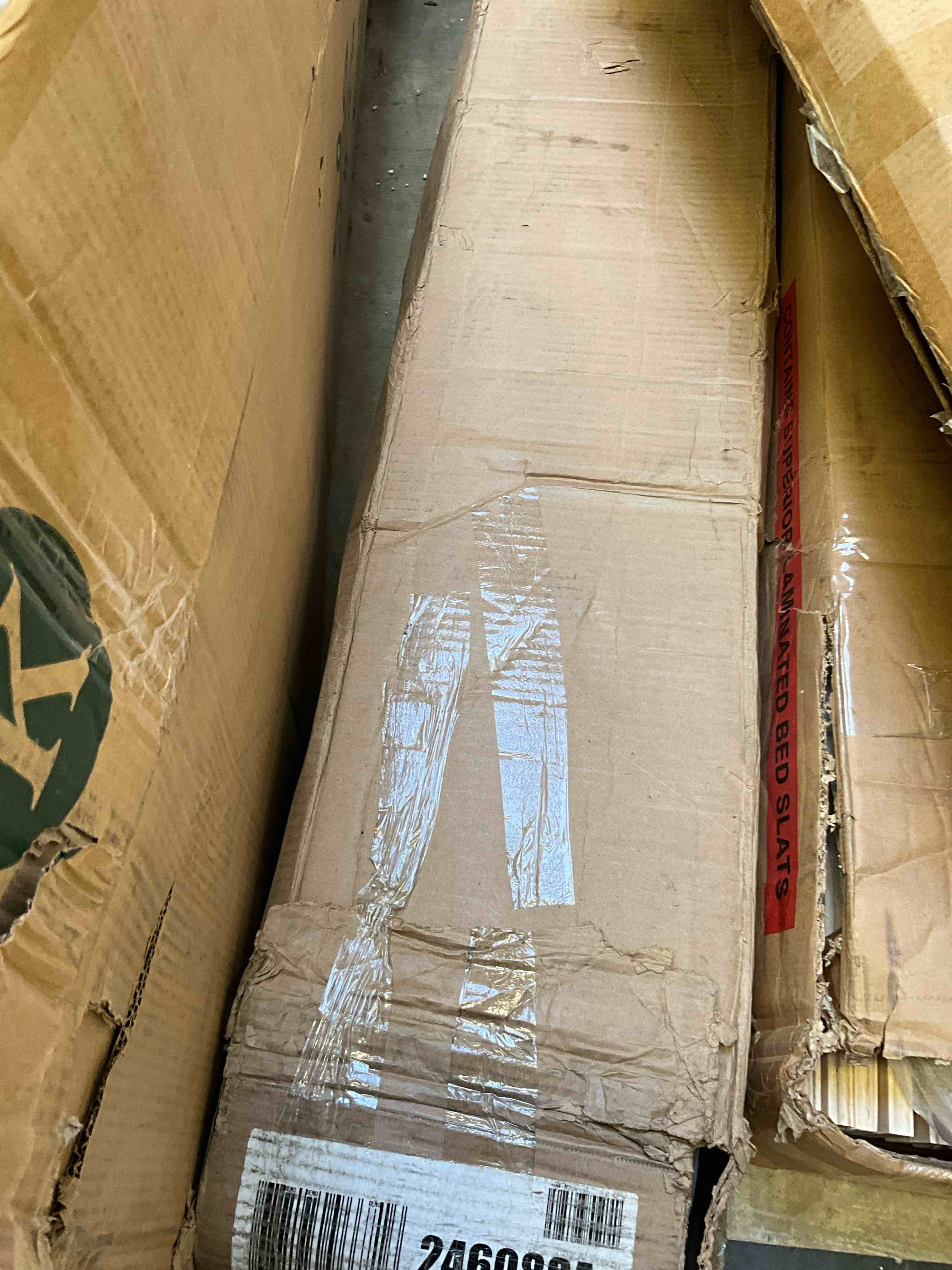 Condition photo showing Good Condition for kanso brown oak frame queen size low profile platform bed (incomplete one box only)