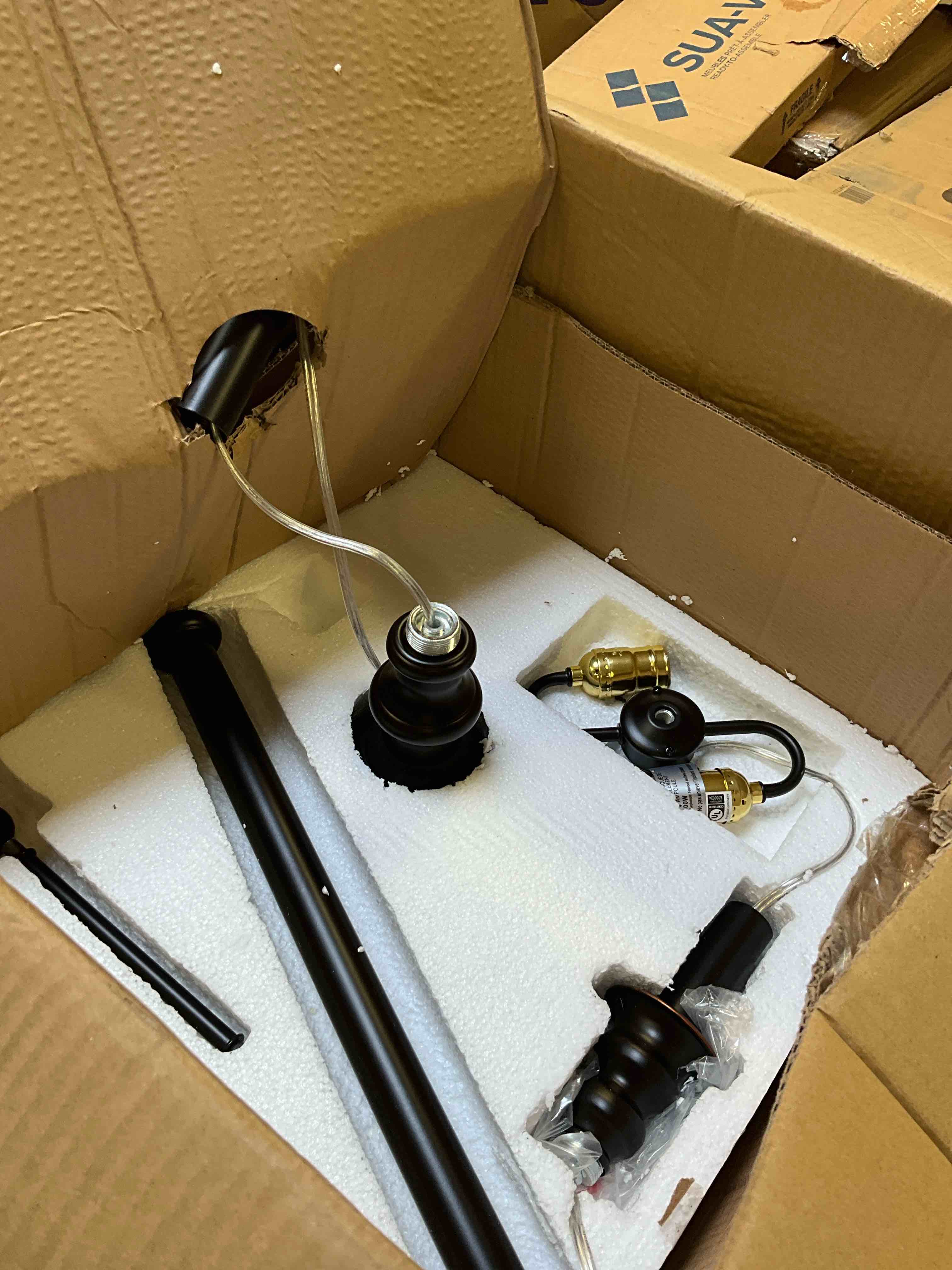 Condition photo showing Good Condition for kenroy home spyglass floor lamp, bronze (incomplete missing shade)