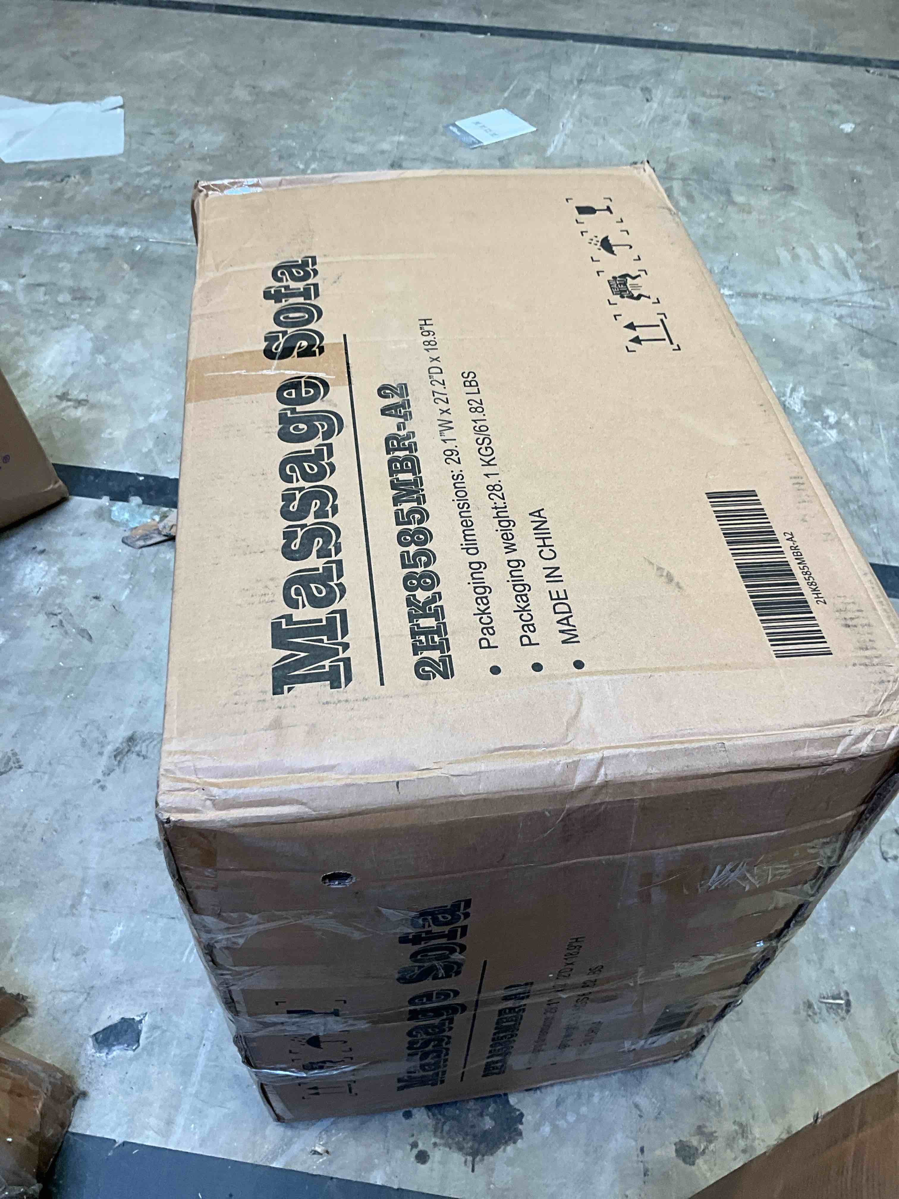 Condition photo showing Good Condition for chocolate faux leather manual glider reclining console loveseat(incomplete one box only);(model similar from stock photo)