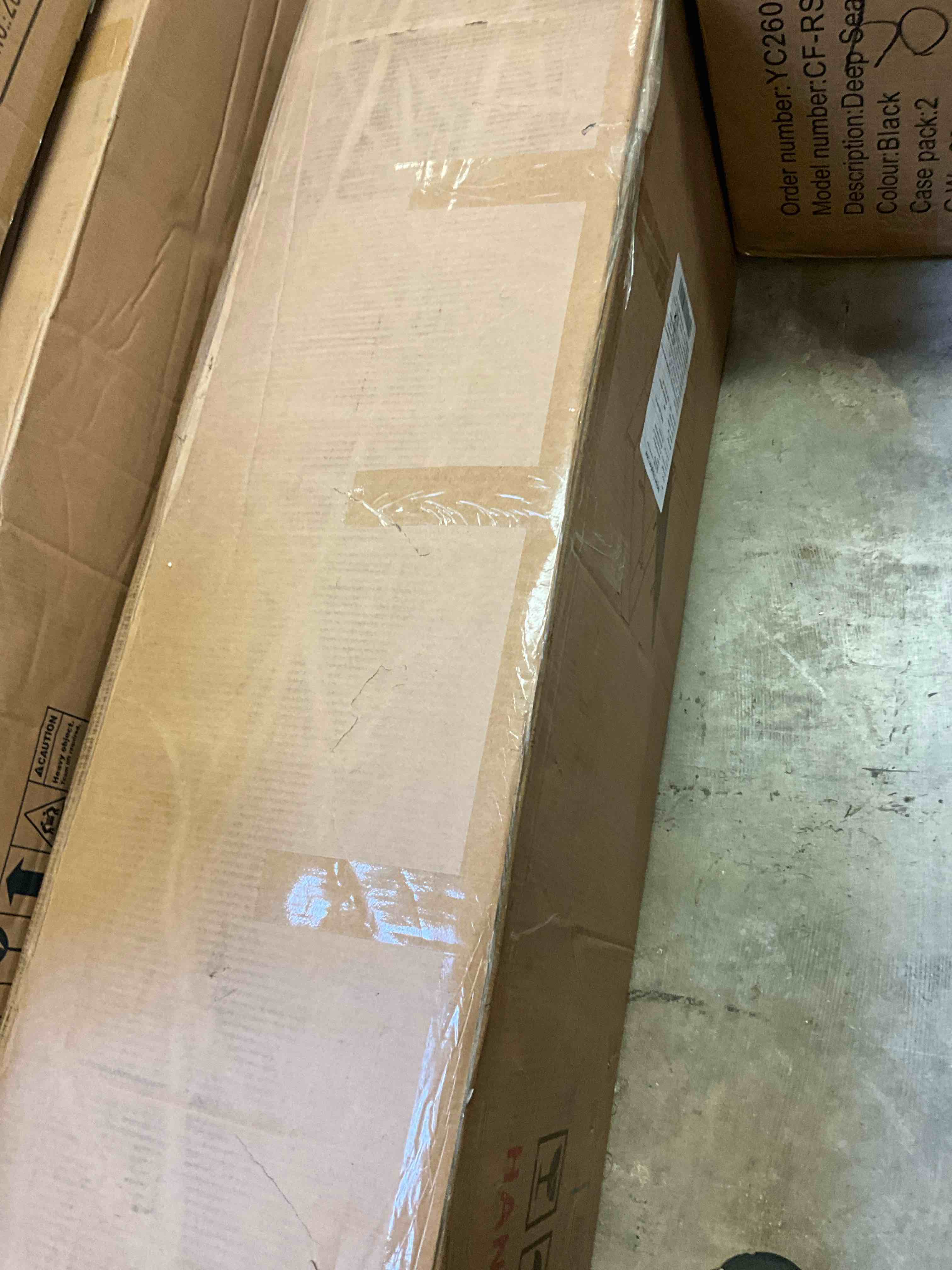 Condition photo showing Good Condition for boucle white plywood frame queen size linen upholstered platform bed with lifting storage (incomplete one box only)