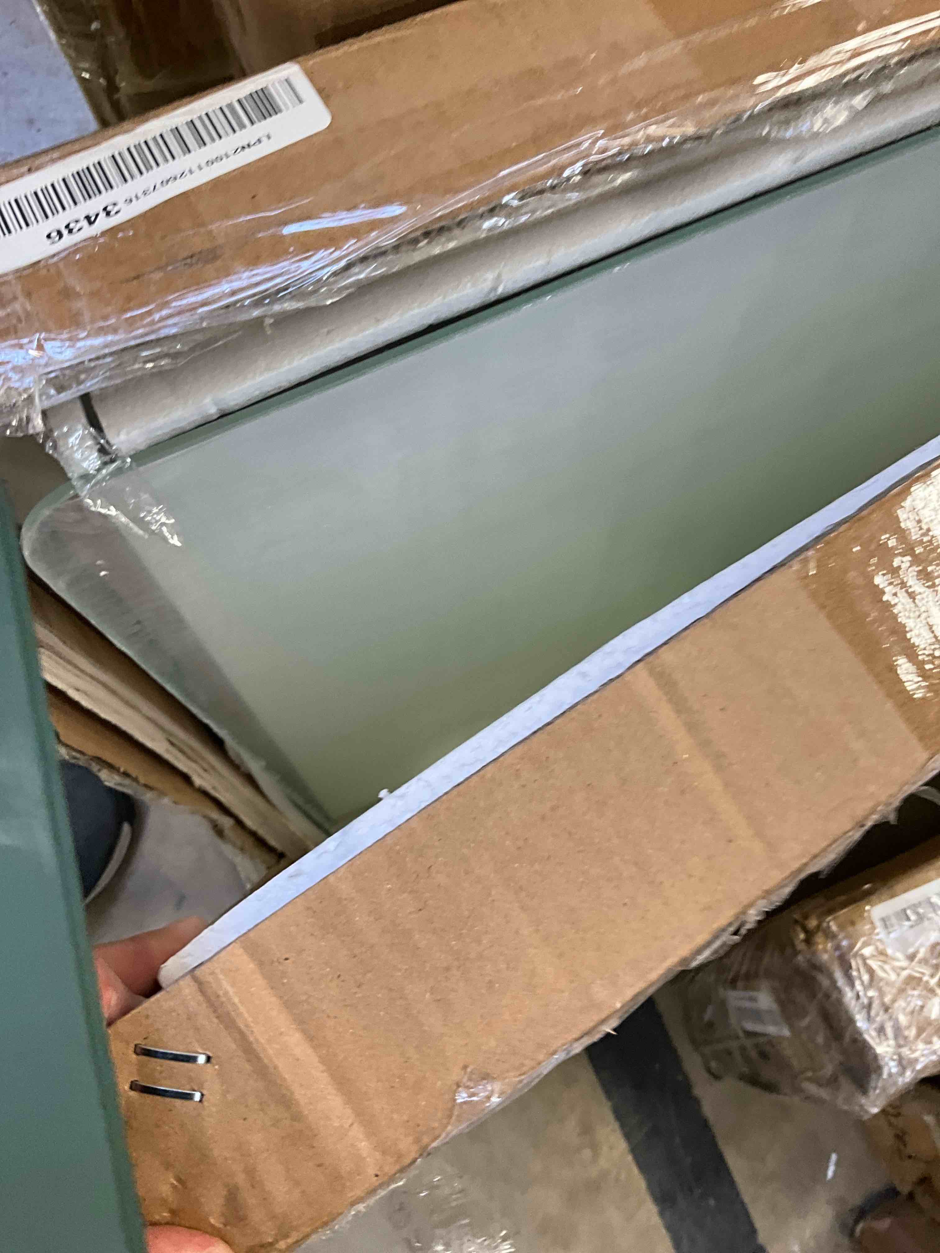 Condition photo showing New/Like New for zoedo 65"x 24" inch full body round corner mirror for living room bedroom cloakroom wall hanging with hanging hole 5mm silver mirror explosion-proof glass
