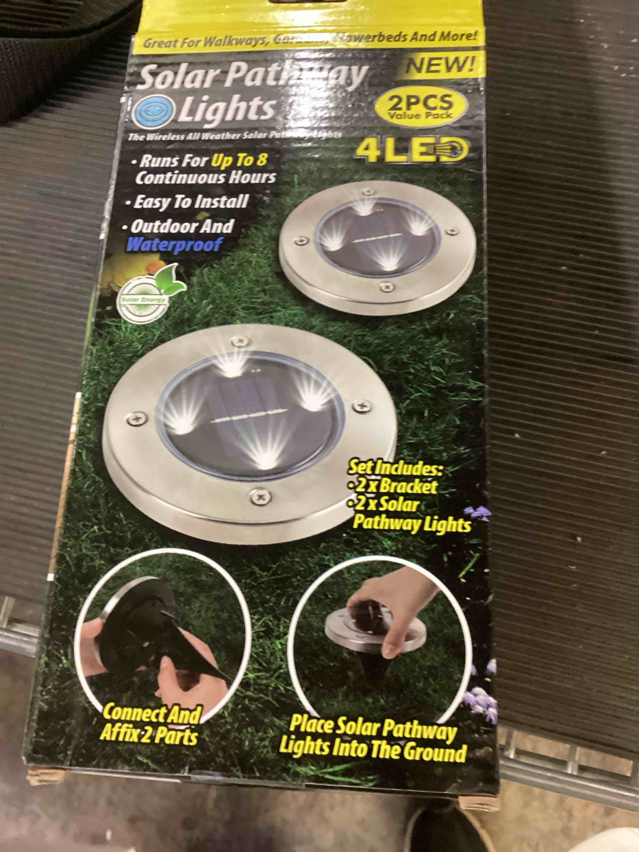 Condition photo showing As Is for solar garden led solar clay lantern 4 bulbs lighting garden path light ground recessed light (2 per pack)
