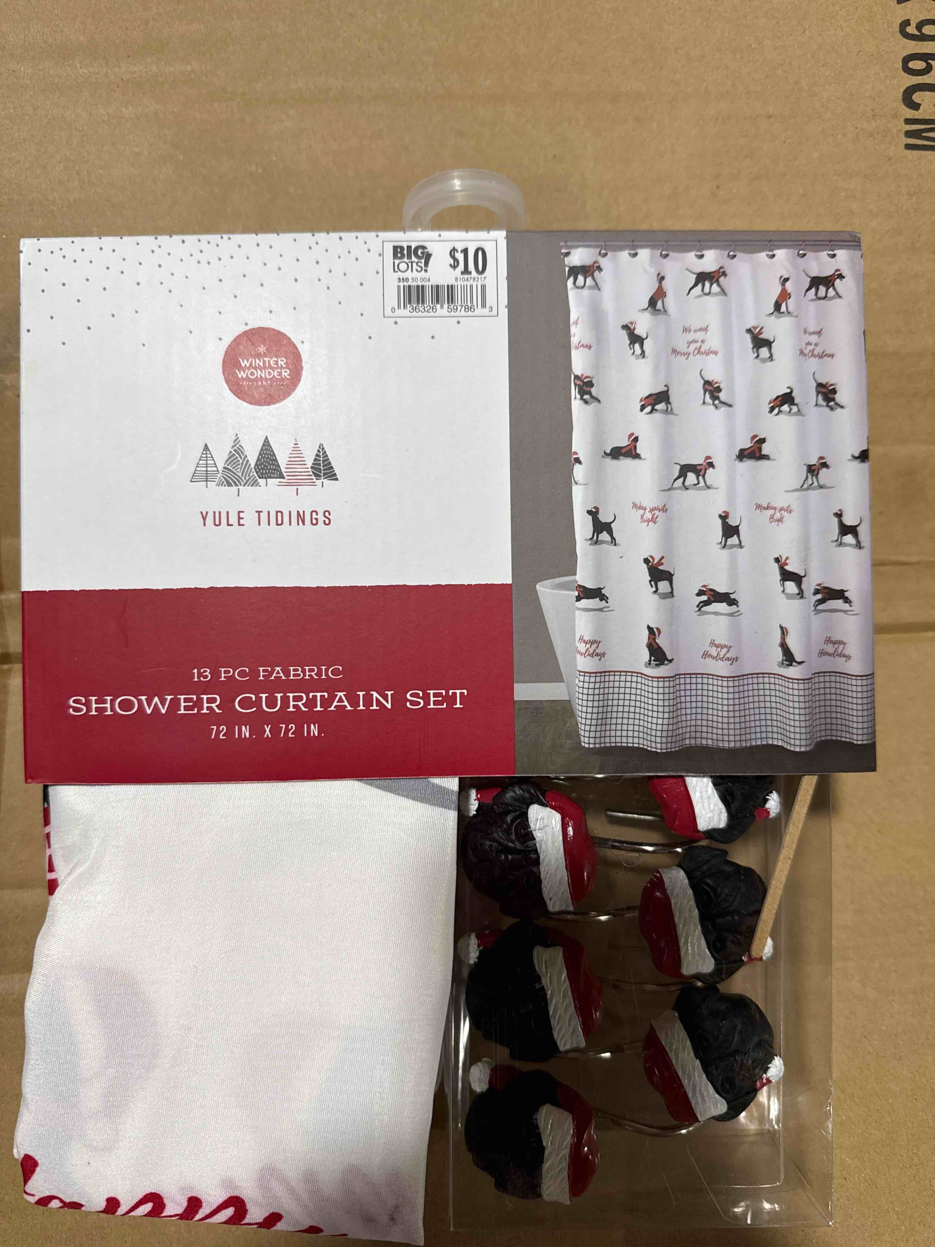 happy holidays shower curtain set 