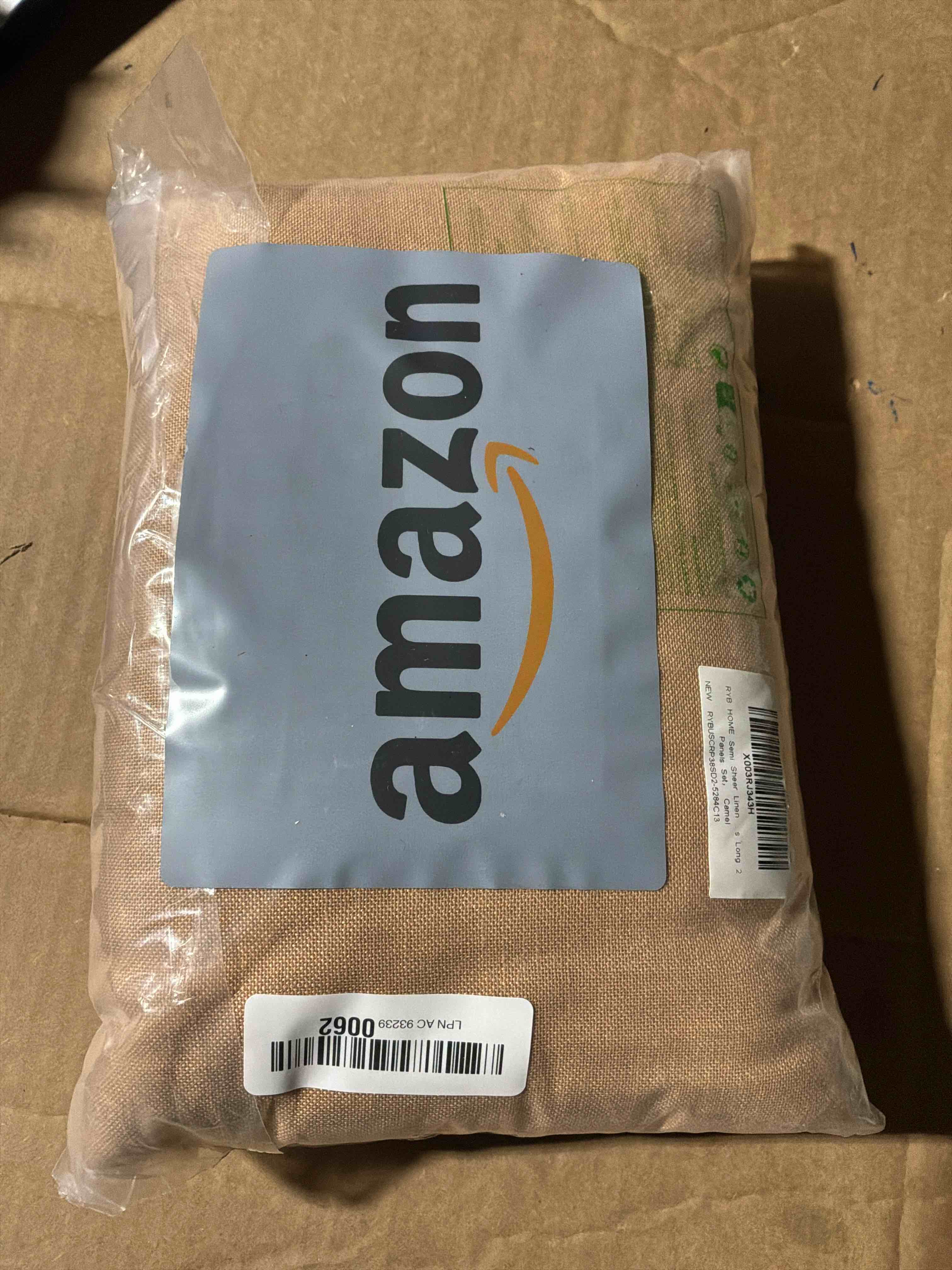 Condition photo showing New/Like New for RYB HOME Semi Sheer Linen Curtains for Living Room Light Reducing Bedroom Drape Panels Rod Pocket Window Curtain Privacy Protection for Farmhouse 52 Wide by 84 inches Long 2 Panels Set, Camel Camel 52"W x 84"L (Pack of 2)