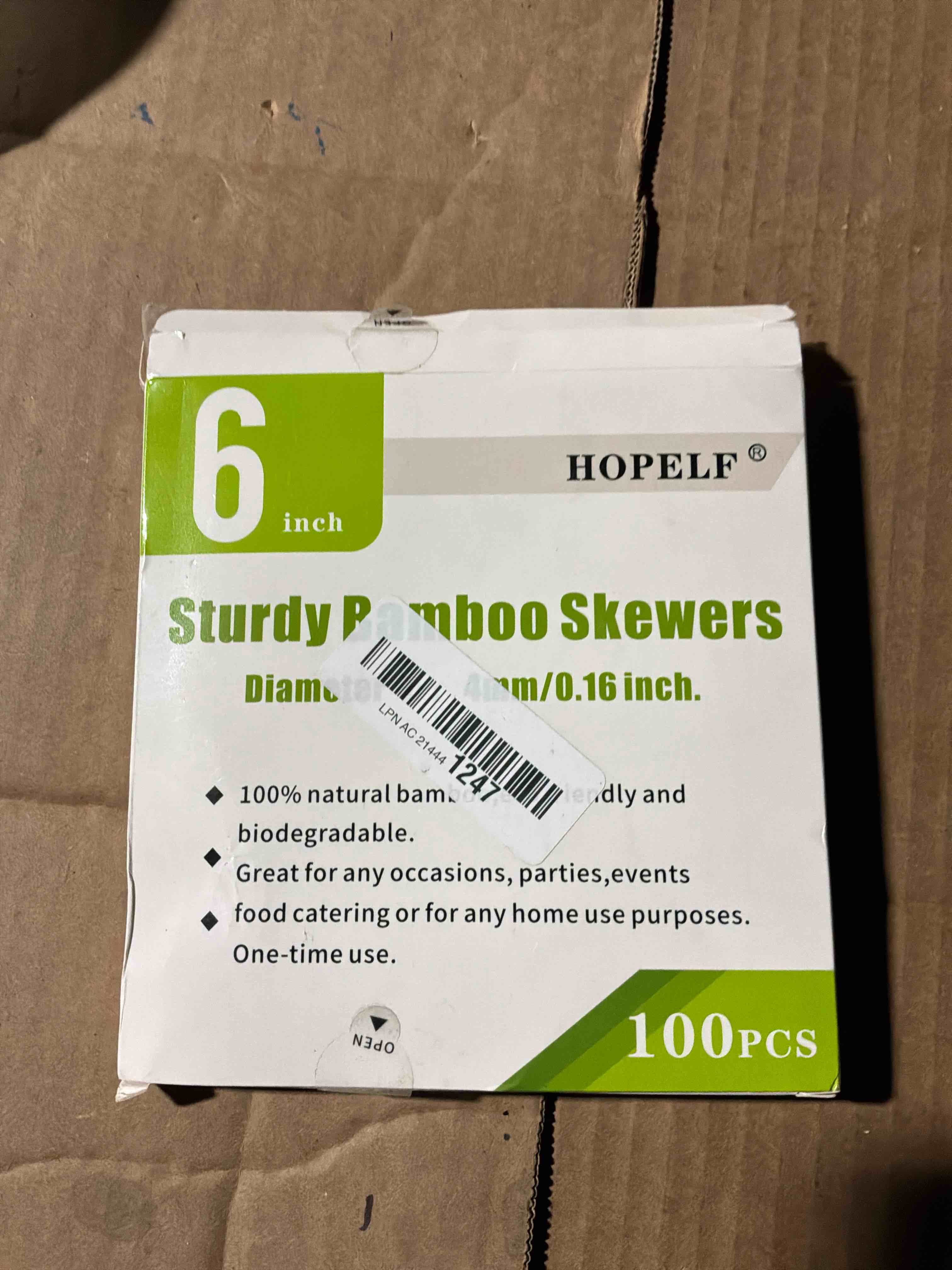 Condition photo showing New/Like New for HOPELF 6" Natural Bamboo Skewers for BBQ?Appetiser?Fruit?Cocktail?Kabob?Chocolate Fountain?Grilling?Barbecue?Kitchen?Crafting and Party. ?=4mm, More Size Choices 8"/10"/12"/14"/16"/30"(100 PCS) 6 inch 100