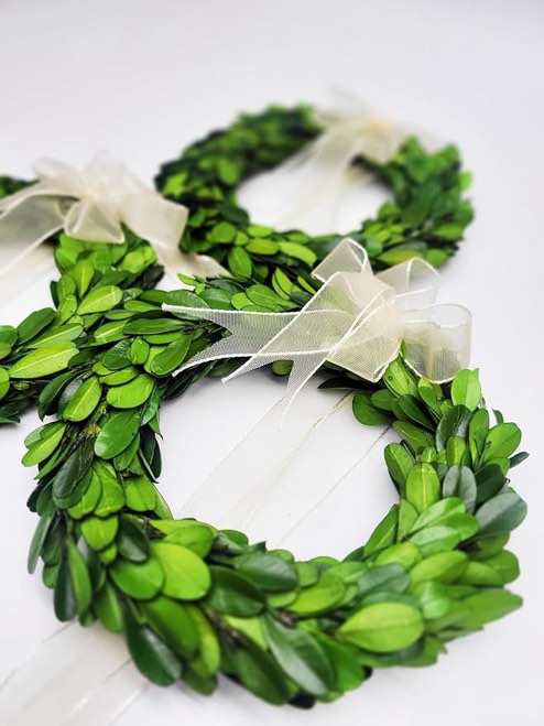 Condition photo showing New/Like New for BOXWOOD VALLEY Boxwood Wreath Mini 6 inch Preserved Round Boxwood Wreath, Door Wall Hanging Window W
