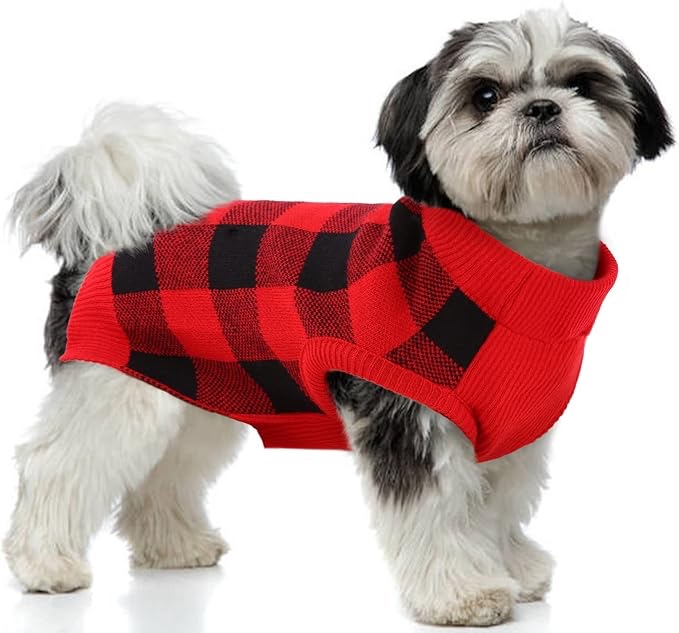 Condition photo showing New/Like New for classic checkered sweater for dog with hole