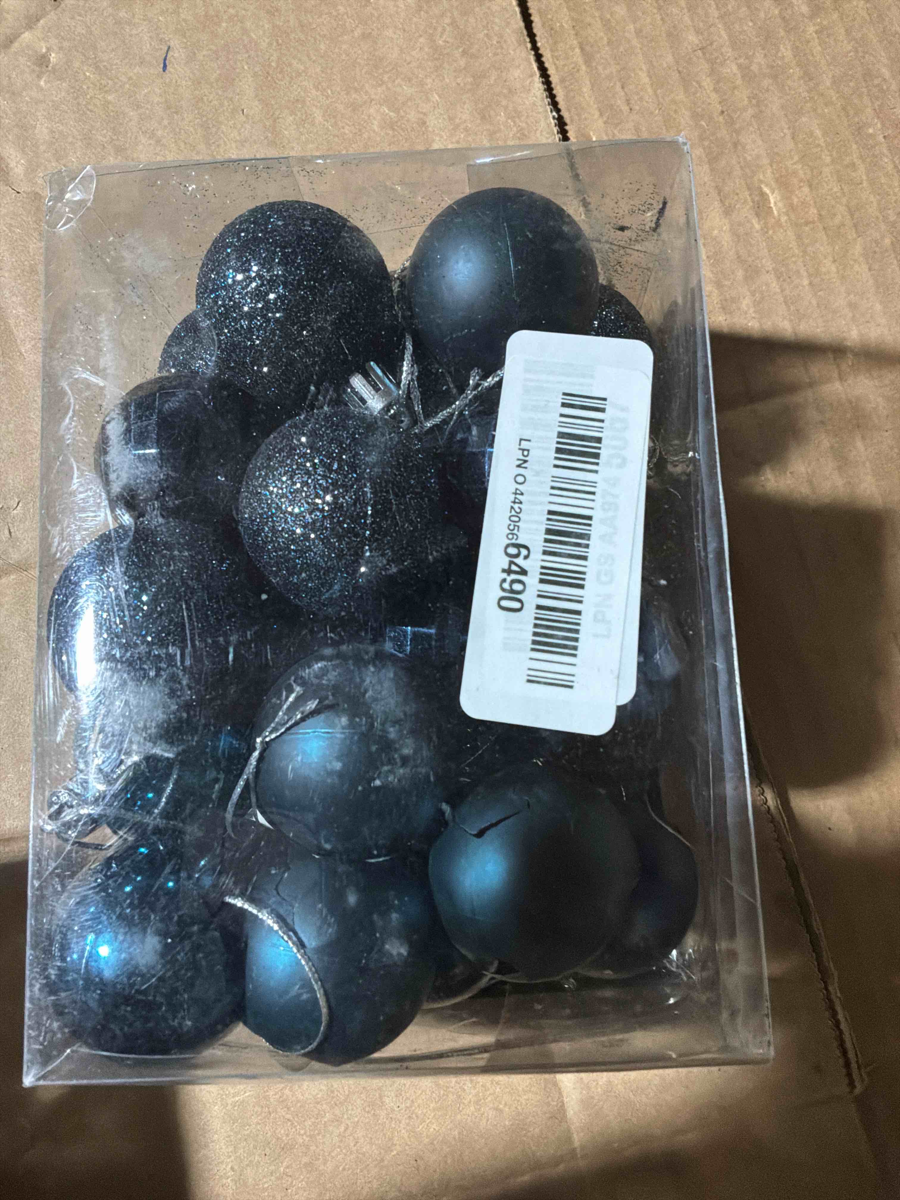 Emopeak 24Pcs Christmas Balls Ornaments for Xmas Christmas Tree - 4 Style Shatterproof Christmas Tree Decorations Hanging Ball for Holiday Wedding Party Decoration (Navy Blue, 1.6"/4.2CM