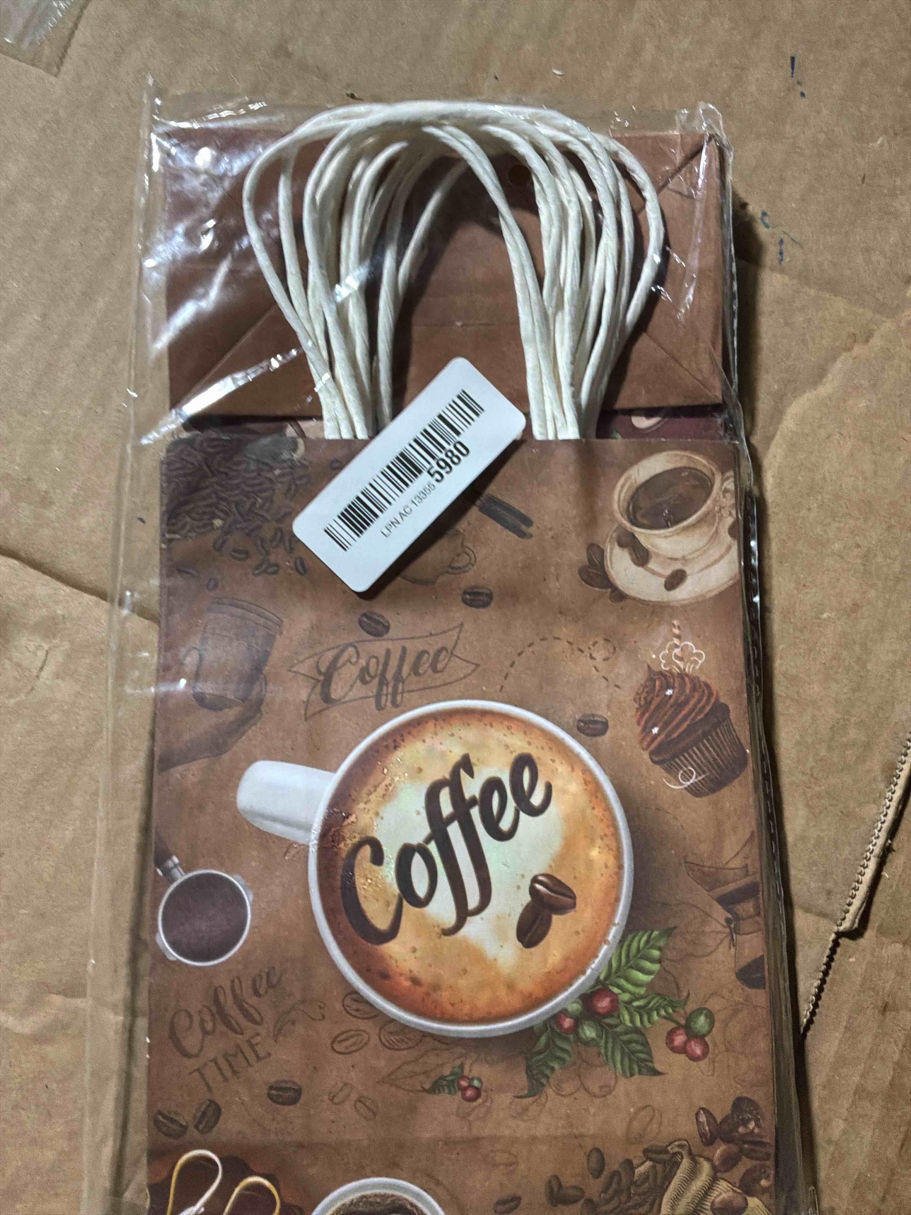 SWZMBFA 12 Pcs Coffee Party Bags Coffee Party Decorations Portable Gift Candy Goodie Treat Paper Bags for Birthday Supplies