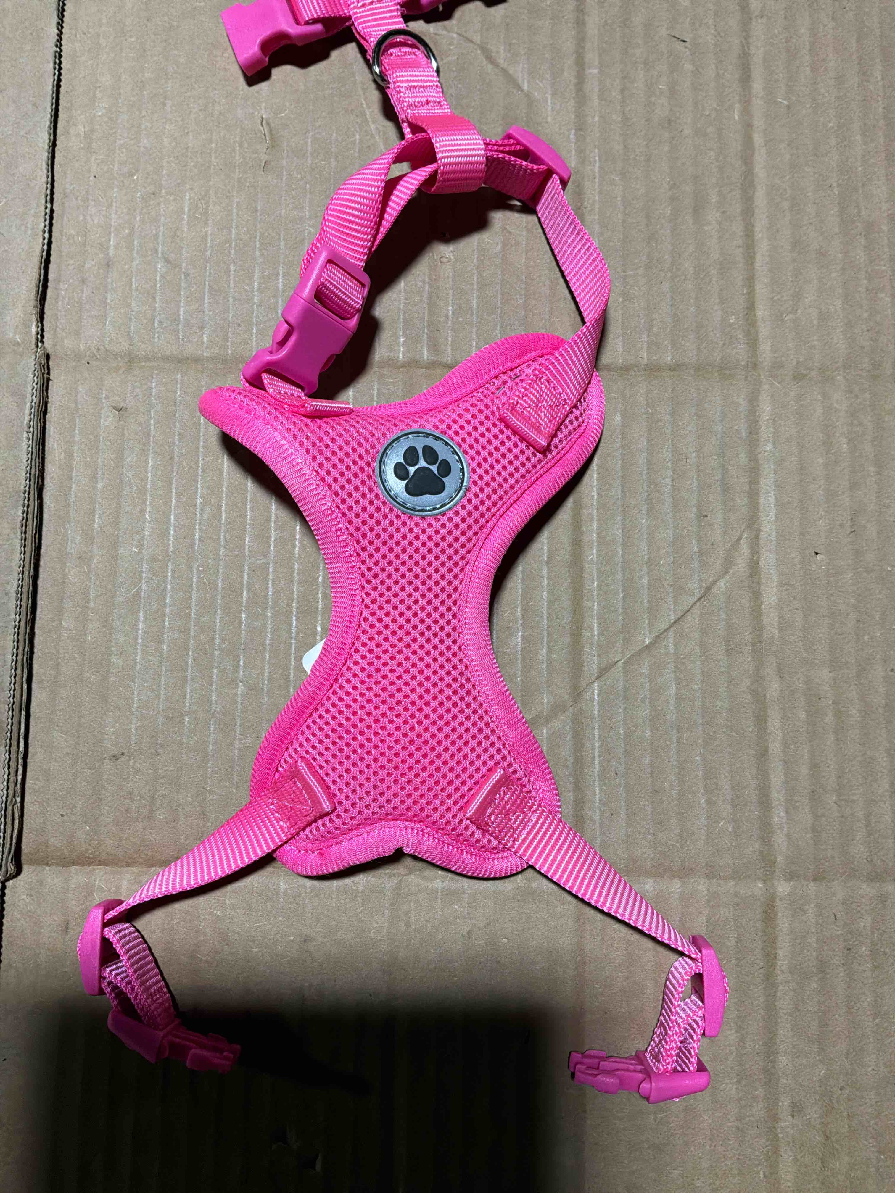 no pull dog harness with leash set - adjustable reflective step-in puppy vest for small medium dogs & cats, pink s - escape proof soft mesh comfort harness for walking, choke free pet safety