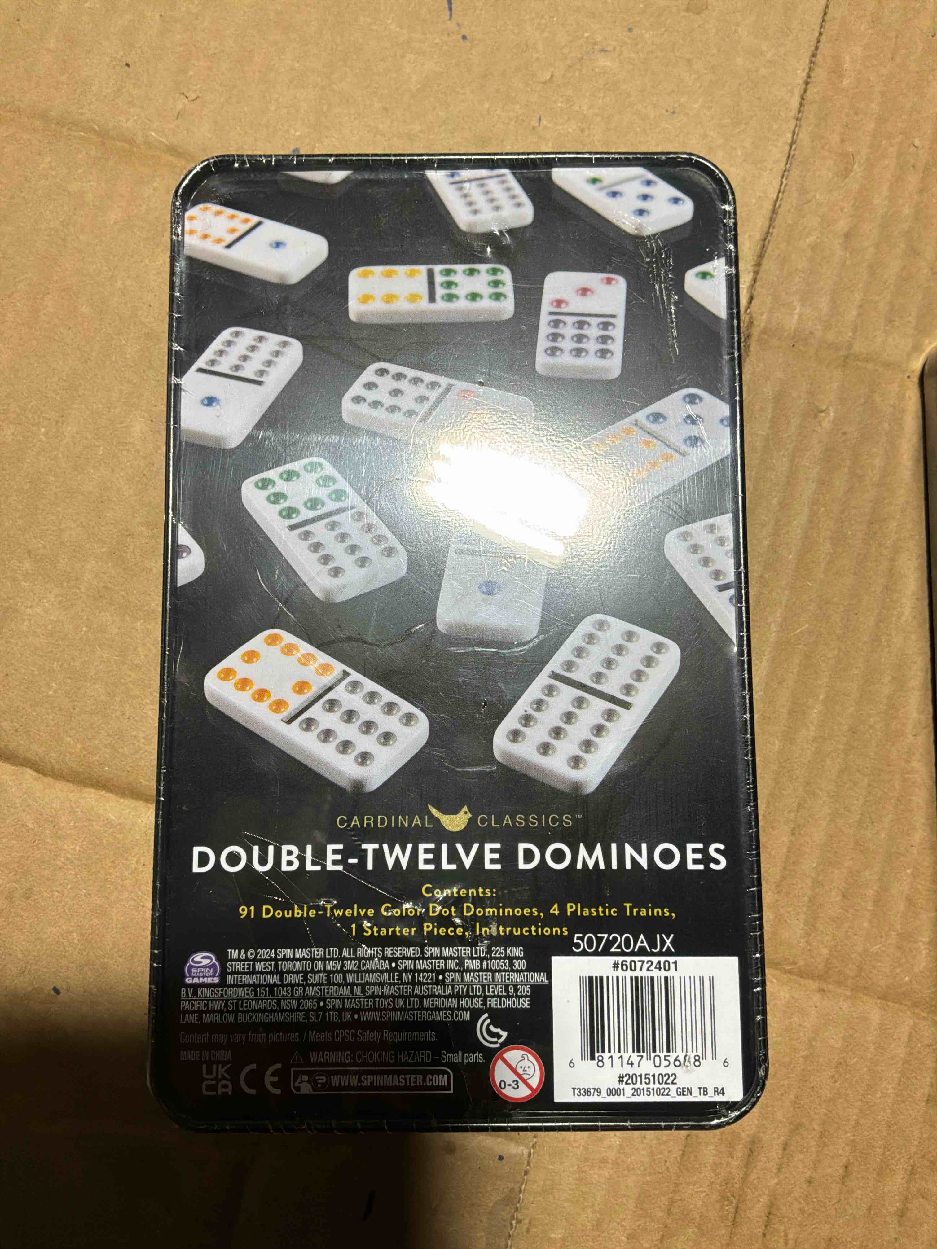 spin master games, cardinal classics double nine dominoes set in storage tin, for kids & adults, classic game, 2-6 players, for ages 8 & up