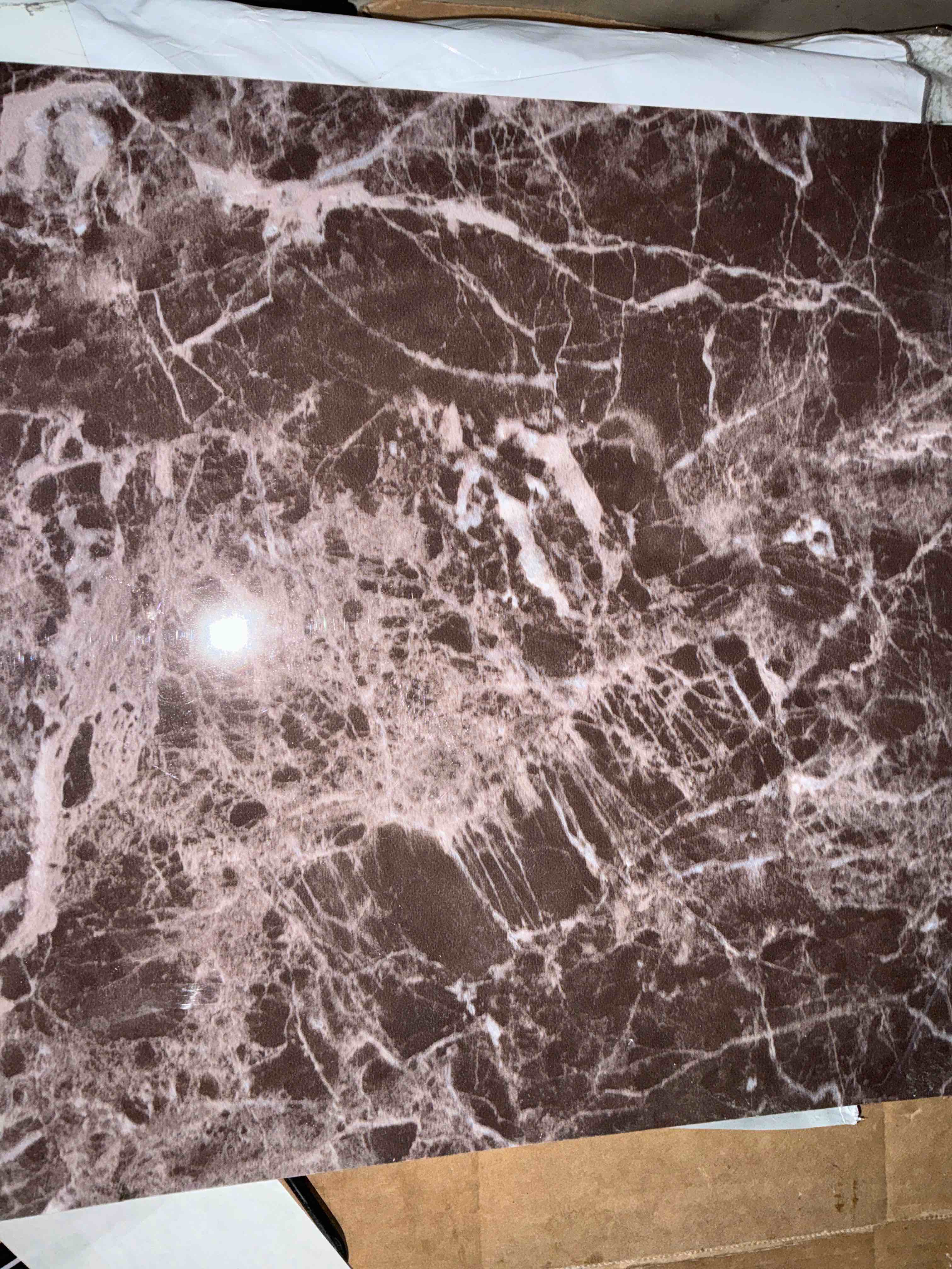 westick 20 pcs brown black marble floor tile bathroom self adhesive vinyl stick on tiles glossy granite floor tiles peel and stick waterproof kitchen vinyl flooring for bedroom laundry room 12" x 12"