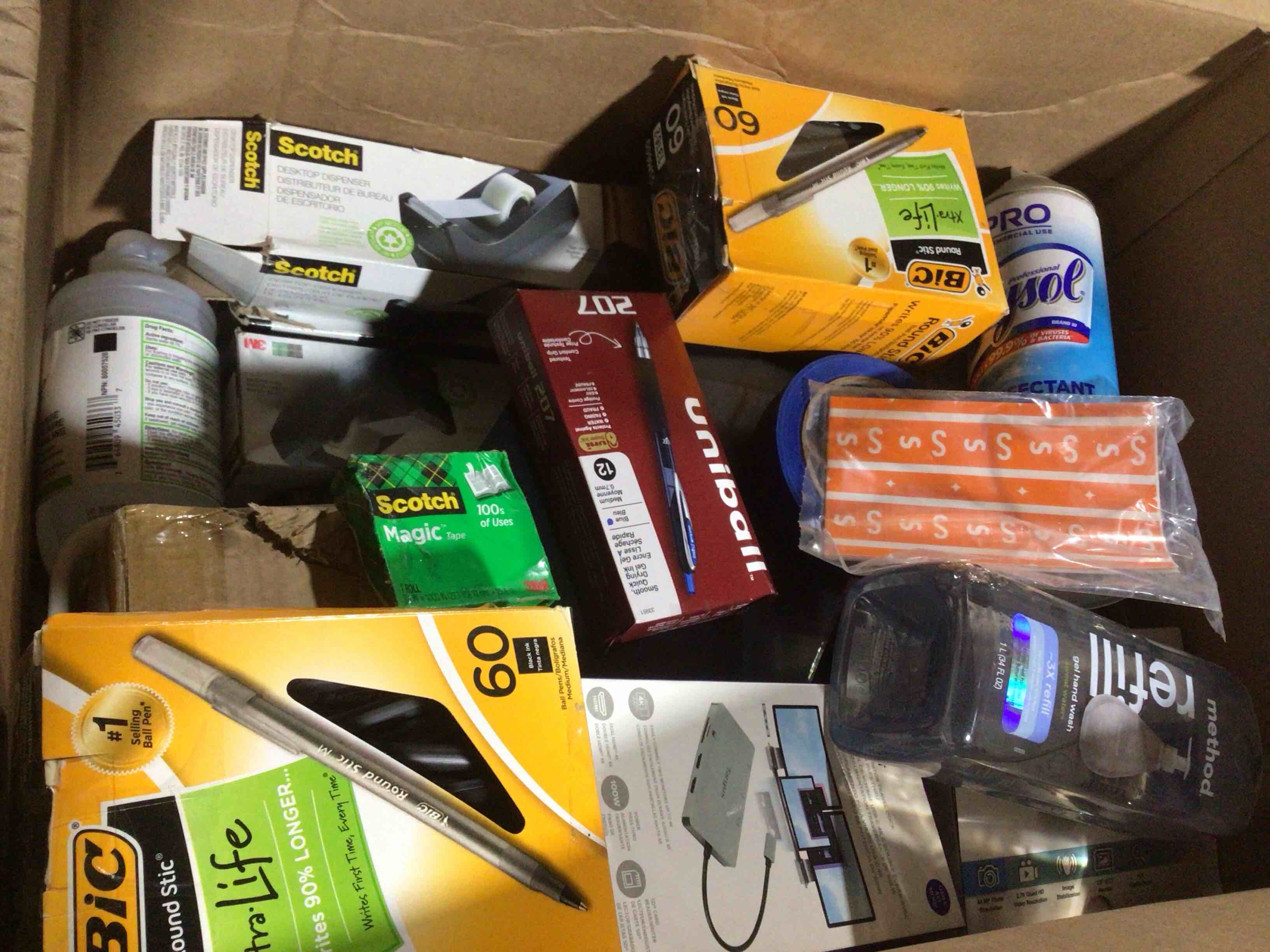 box of office supplies, bundle