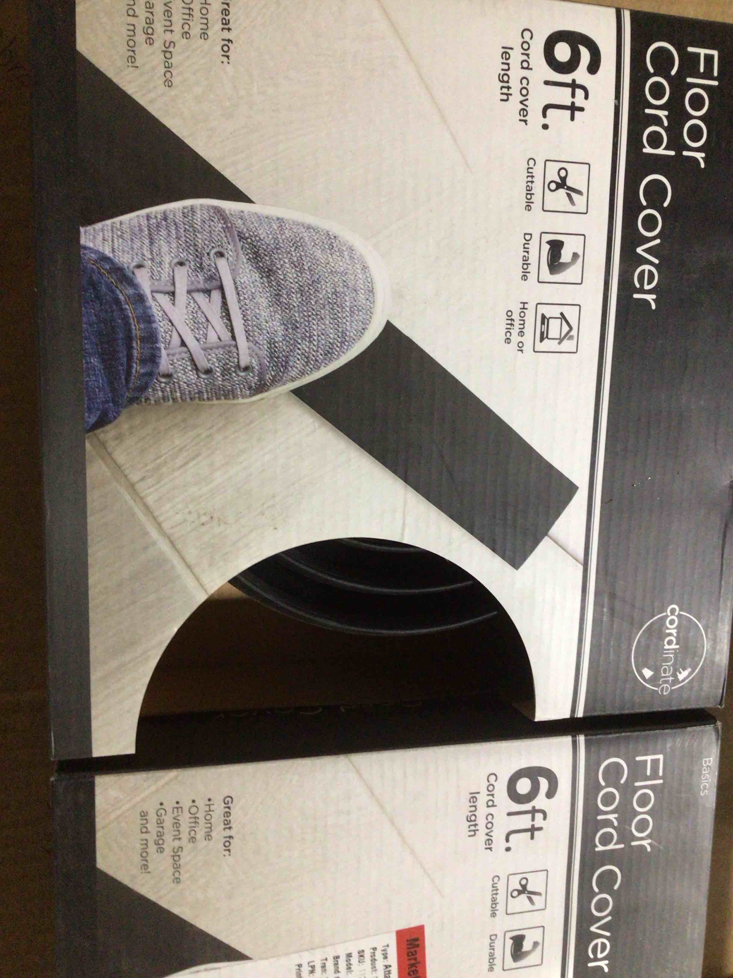 Condition photo showing Good Condition for D-Line 6ft Floor Cord Cover, Cable Protector, Hide Extension Cords, Protect Cords, Prevent Cable Trips, Heavy Duty Cord Hider - Cable Cavity = 0.63" (W) x 0.31" (H) - Black