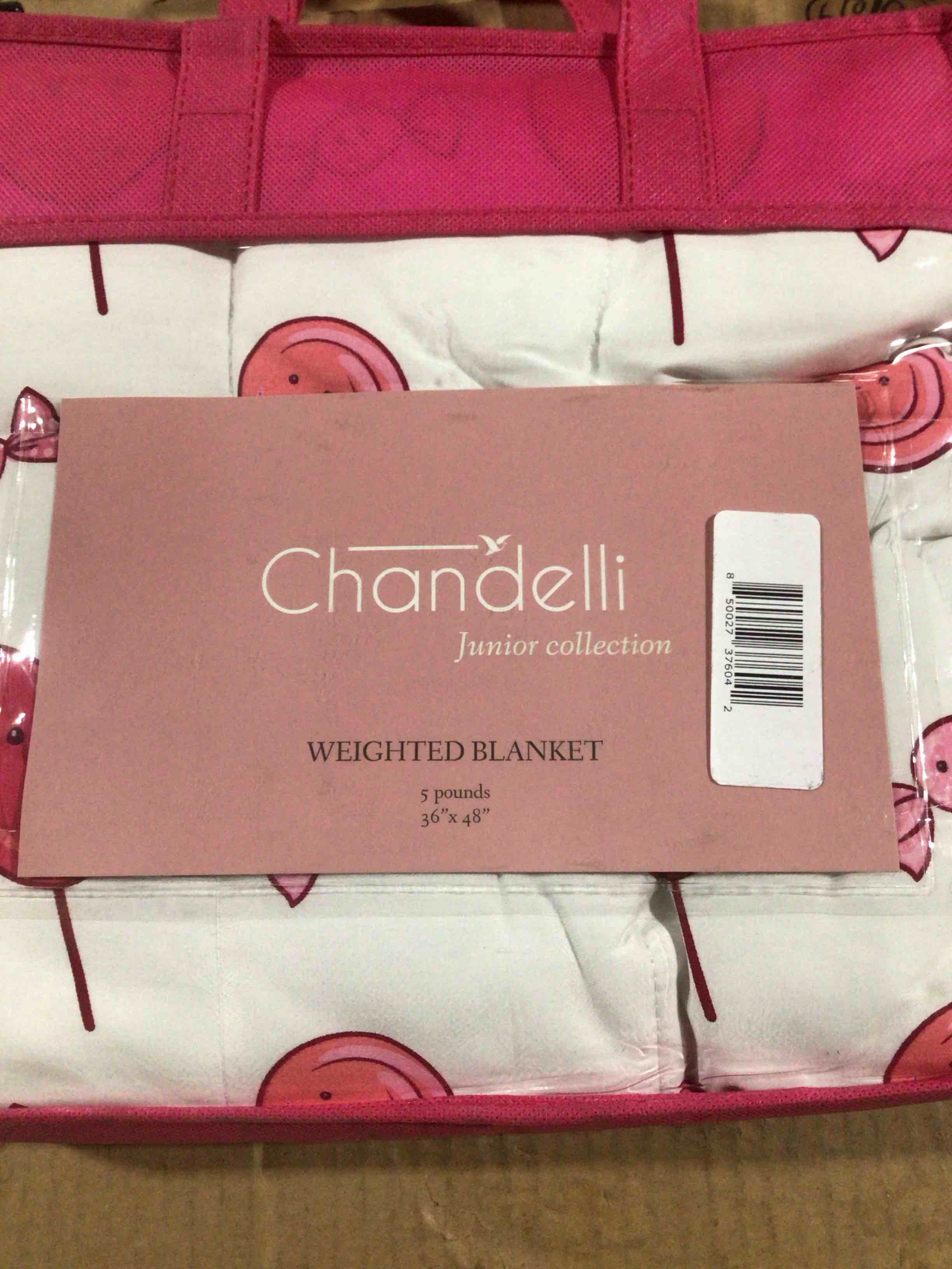 Condition photo showing New/Like New for chandelier junior collection weighted blanket for girls 