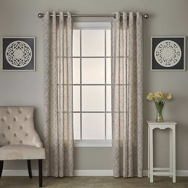 chainlink 84 panel linen curtains (beige)