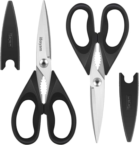 7 in 1 black stainless steel kitchen knife set, specialized blades & shears 