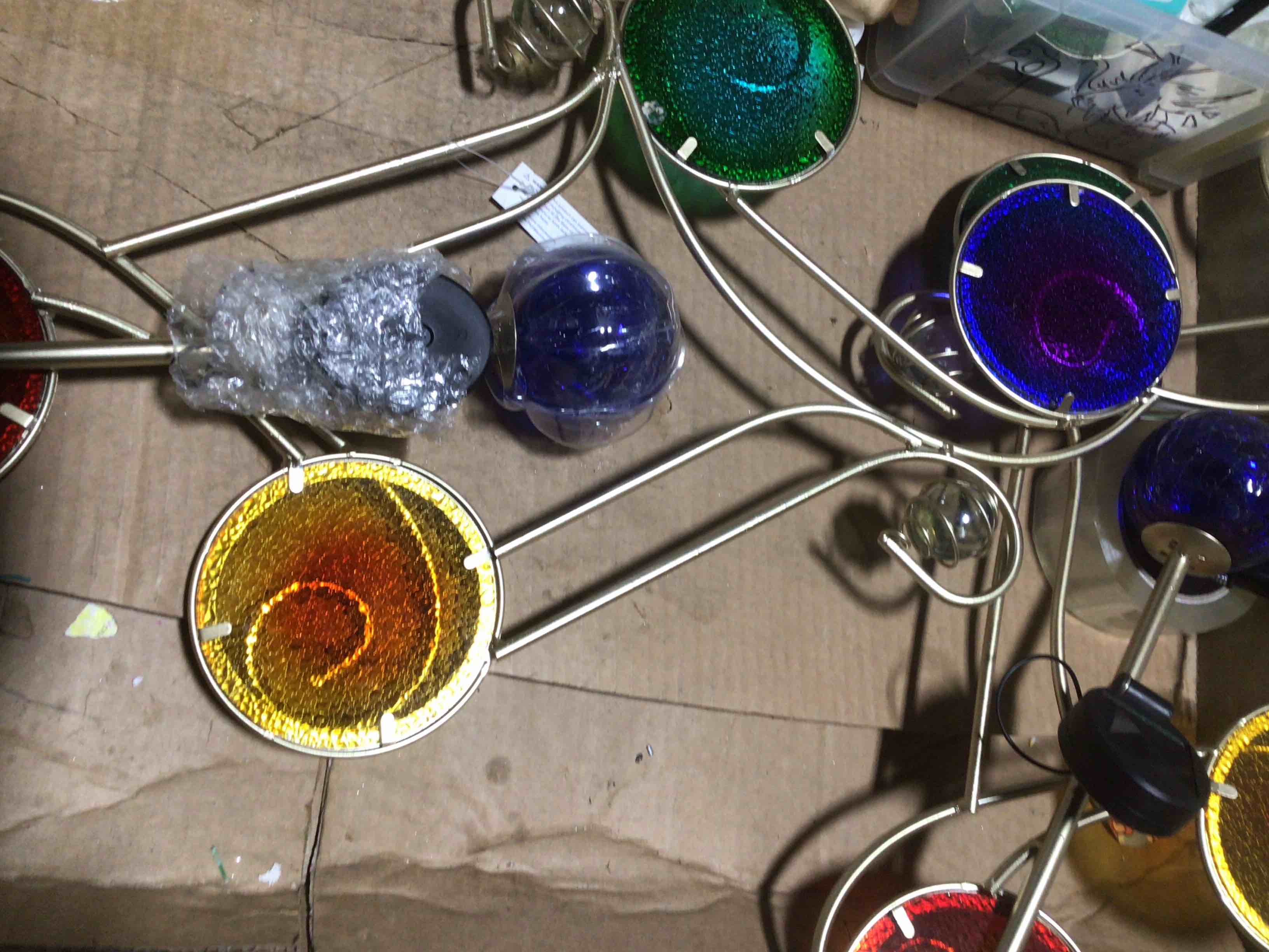 Condition photo showing New/Like New for circle solar stake 54” colorful circles solar stakes,(gold)