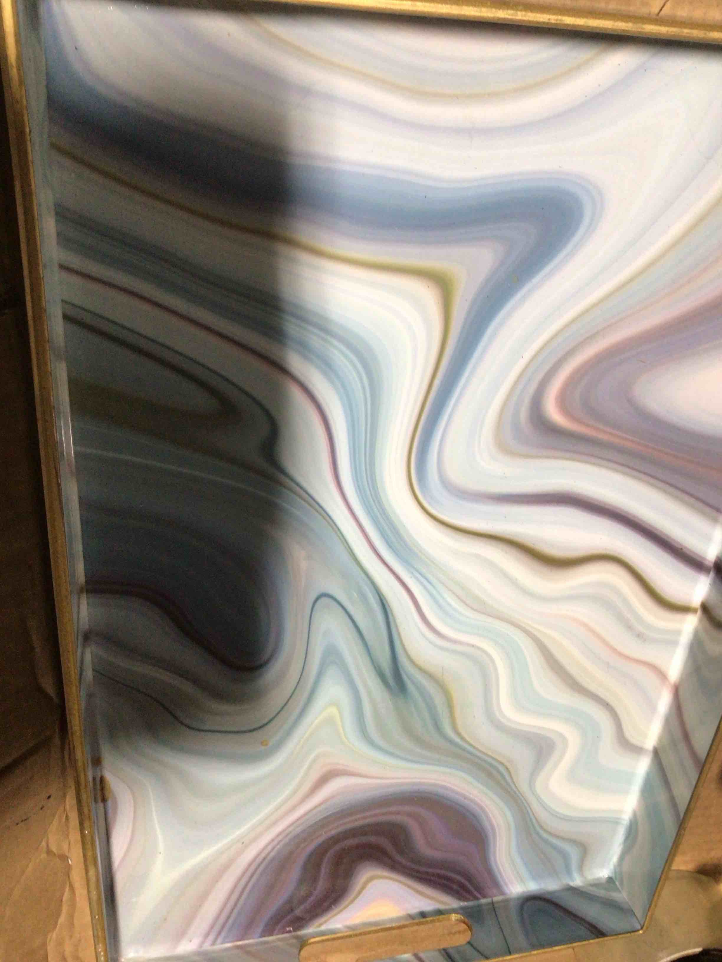 Condition photo showing New/Like New for abstract swirl art decorative tray (blue,gold) (similar)