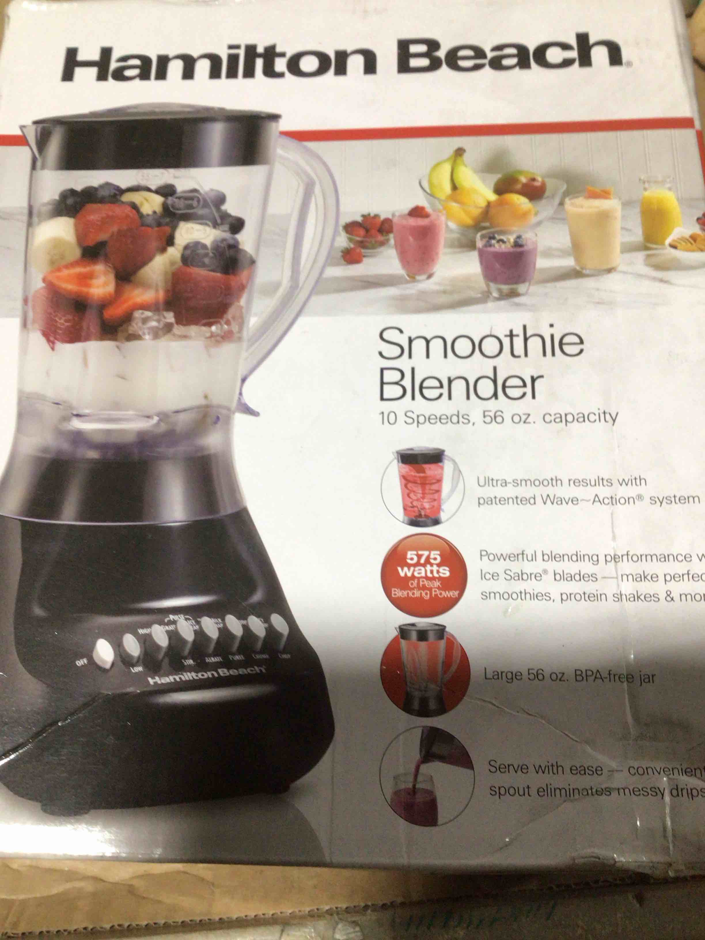 Condition photo showing New/Like New for Hamilton beach smoothie blender 10 speeds , 56oz capacity (similar)
