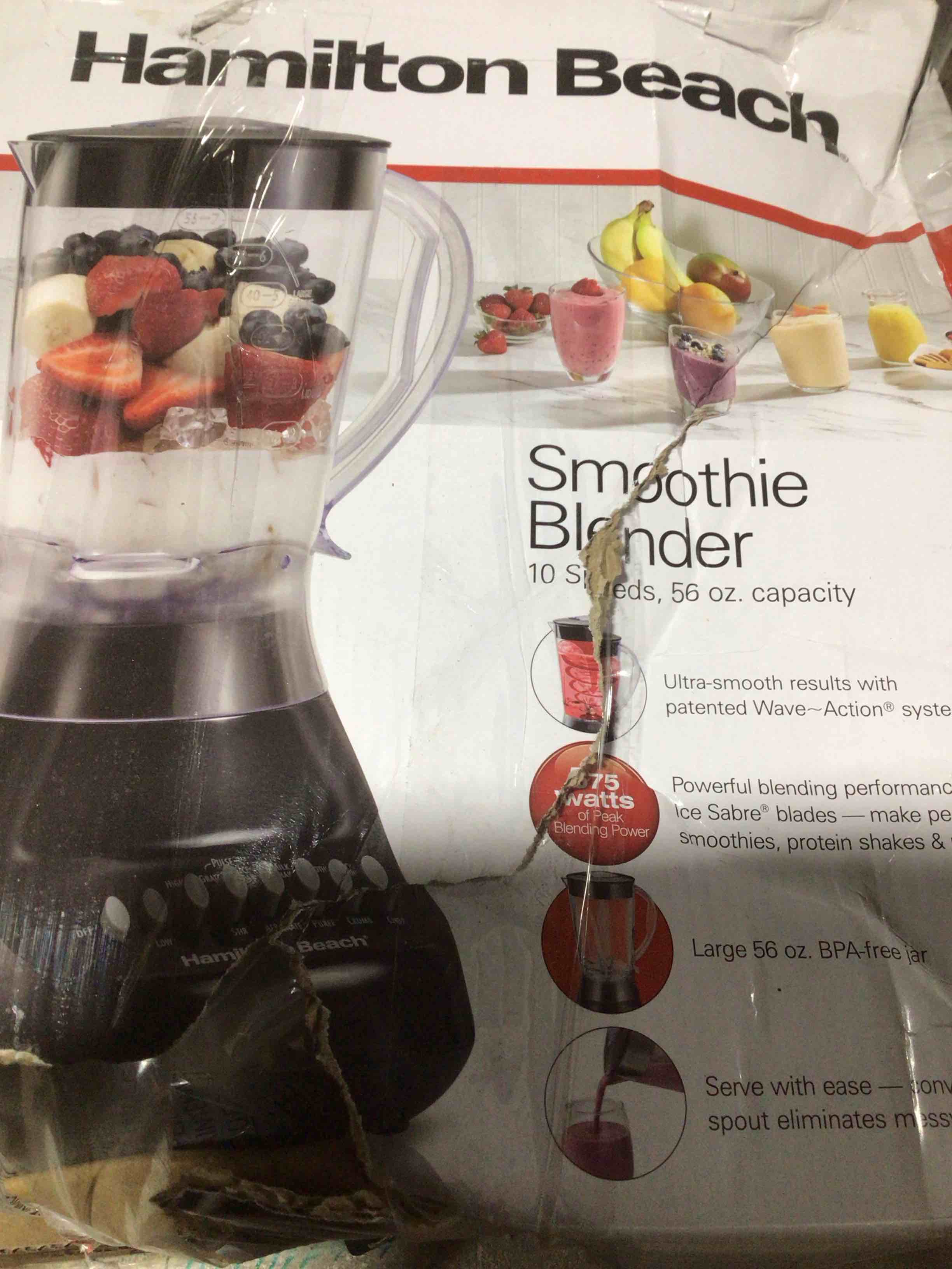 Condition photo showing New/Like New for Hamilton beach smoothie blender 10 speeds 56oz. capacity 