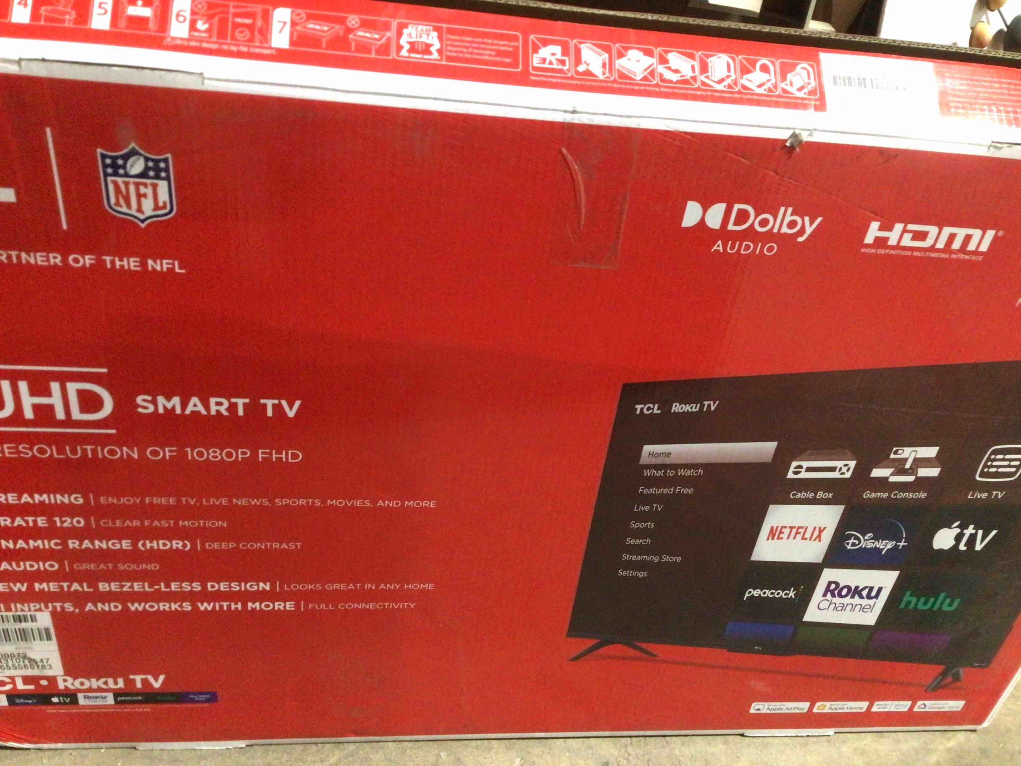 Condition photo showing New/Like New for TLC 4K 43” HDMI DOLBY AUDIO, SMART TV 