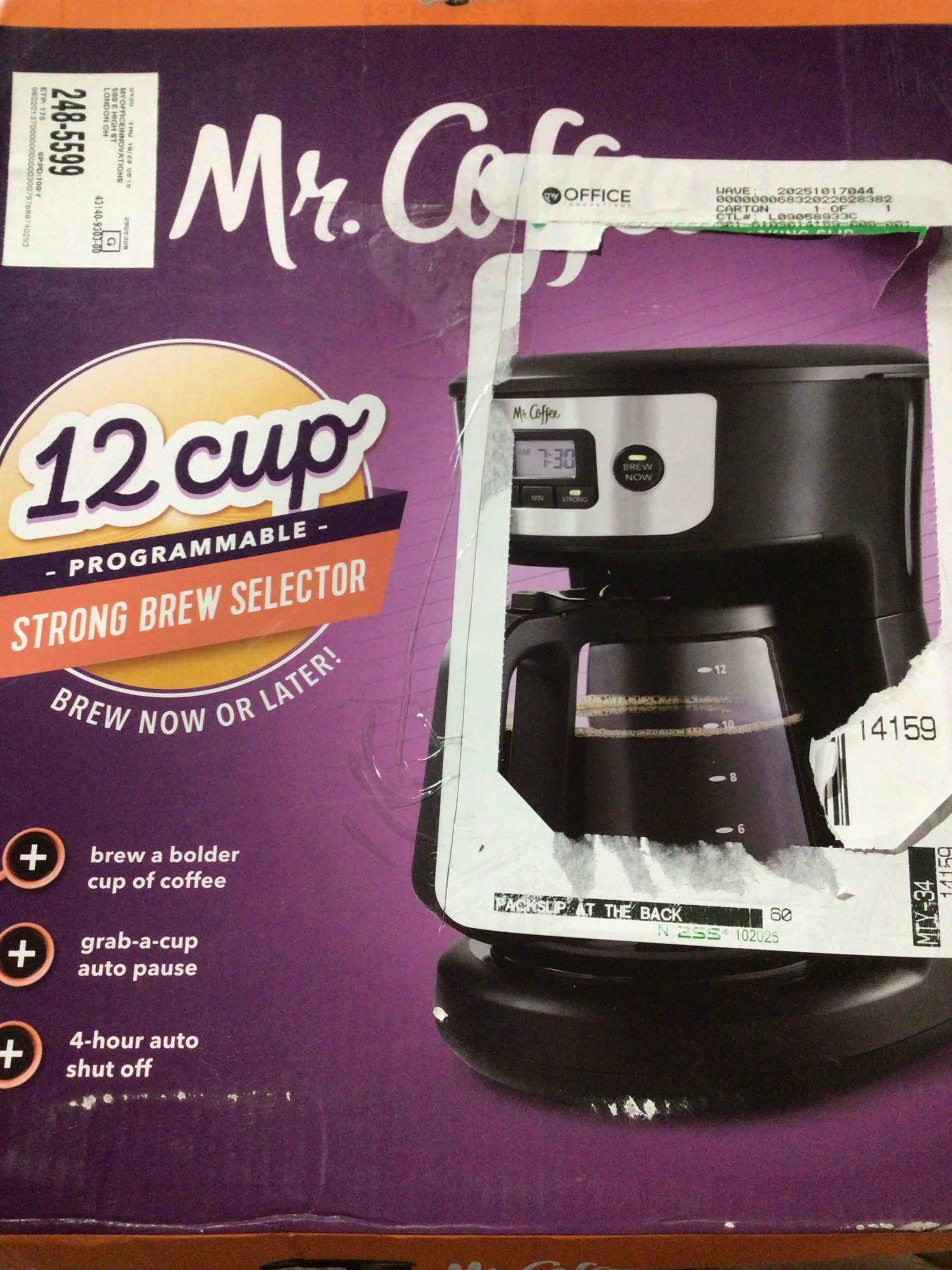 Condition photo showing New/Like New for 12 cup strong brew selector MR. COFFEE 