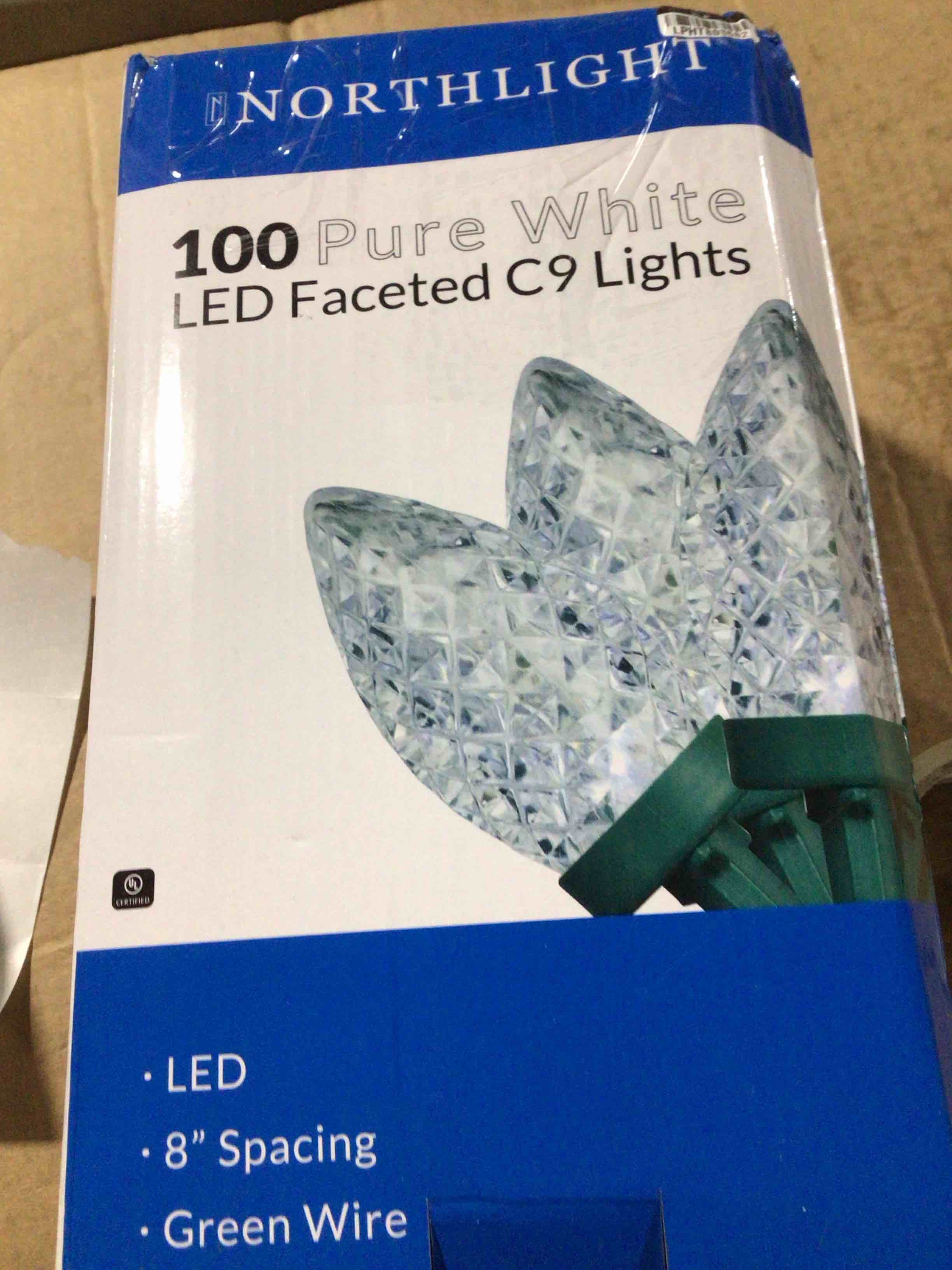 Condition photo showing New/Like New for 100 pure white LED faceted C9 lights 