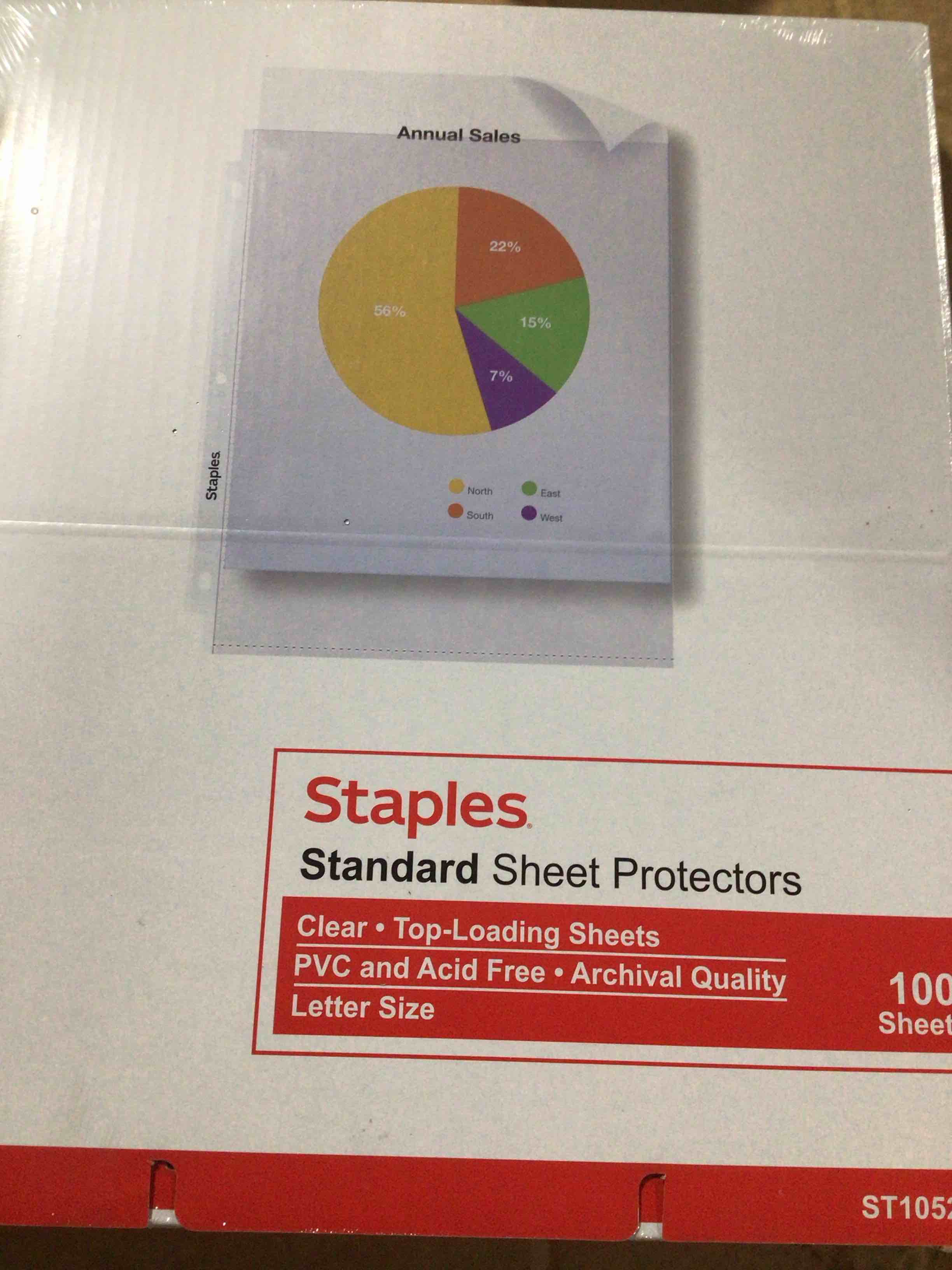 Condition photo showing New/Like New for staples standard sheet protectors 100 sheets box of 5