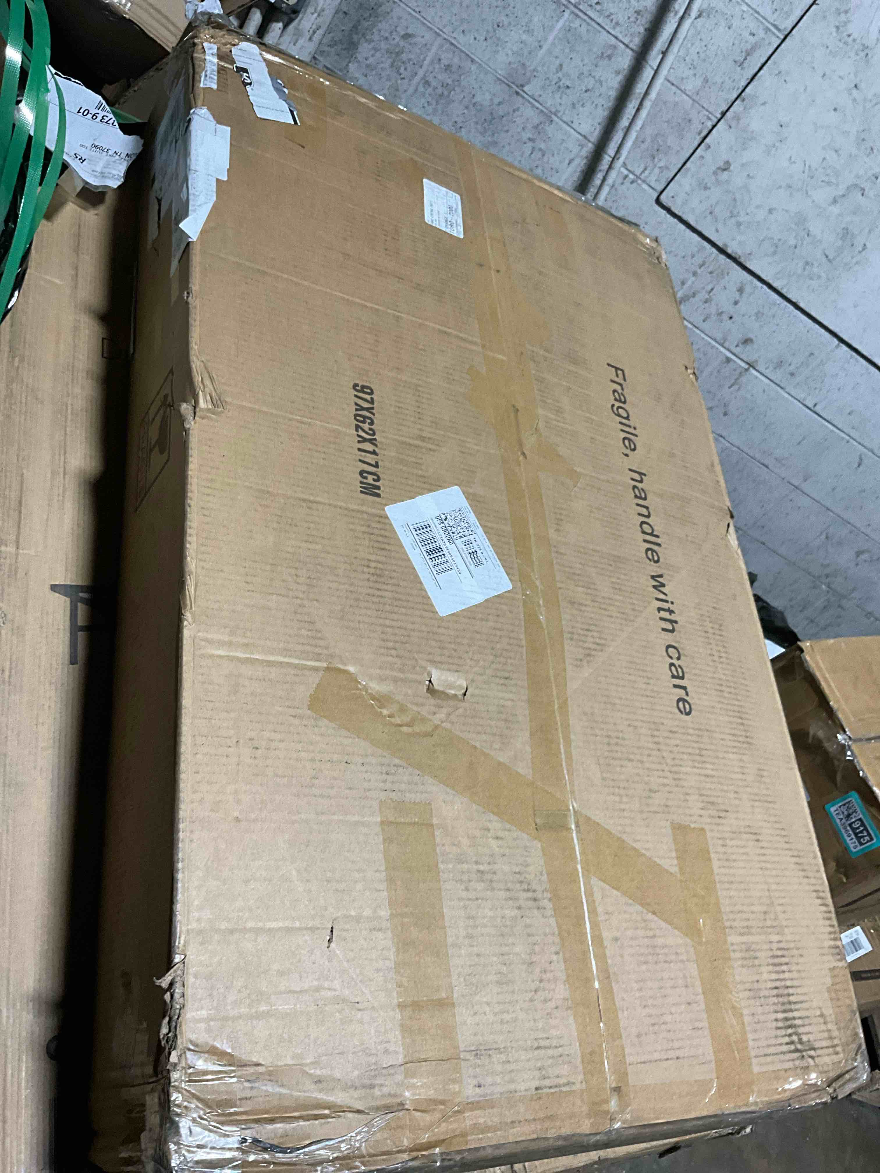 Condition photo showing New/Like New for 37" Middle Size Left Bedside Cabinet Vanity Table + Cushioned Stool, Extra Large Right Sliding Mirror, Multi Layer High Capacity Storage, Practical Fashionable Dresser, Suitable for Large Space