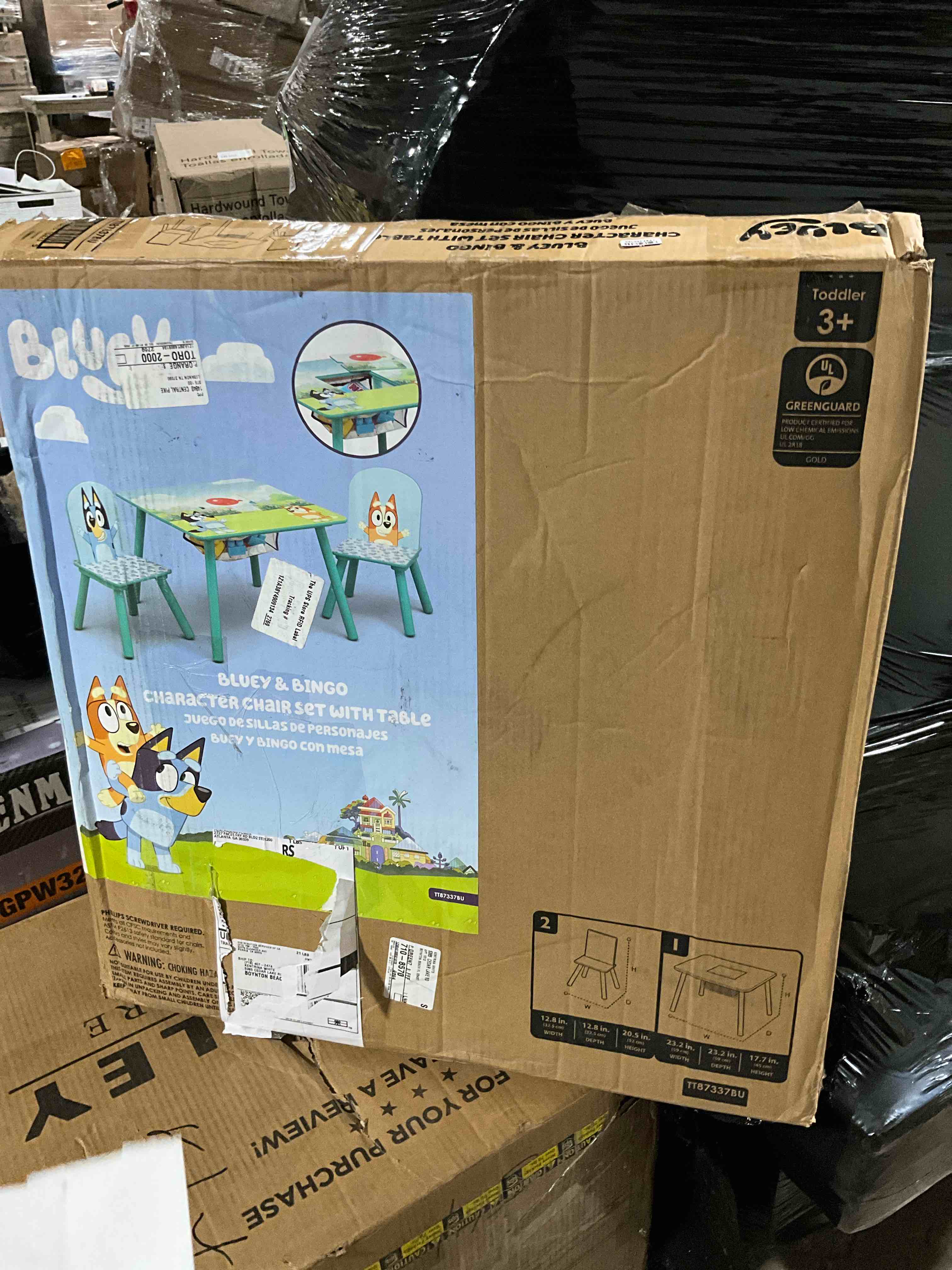 Condition photo showing New/Like New for Delta Children Bluey Kids Table and Chair Set with Storage (2 Chairs Included) - Greenguard Gold Certified - Ideal for Arts & Crafts, Snack Time, Homeschooling, Homework & More, Blue