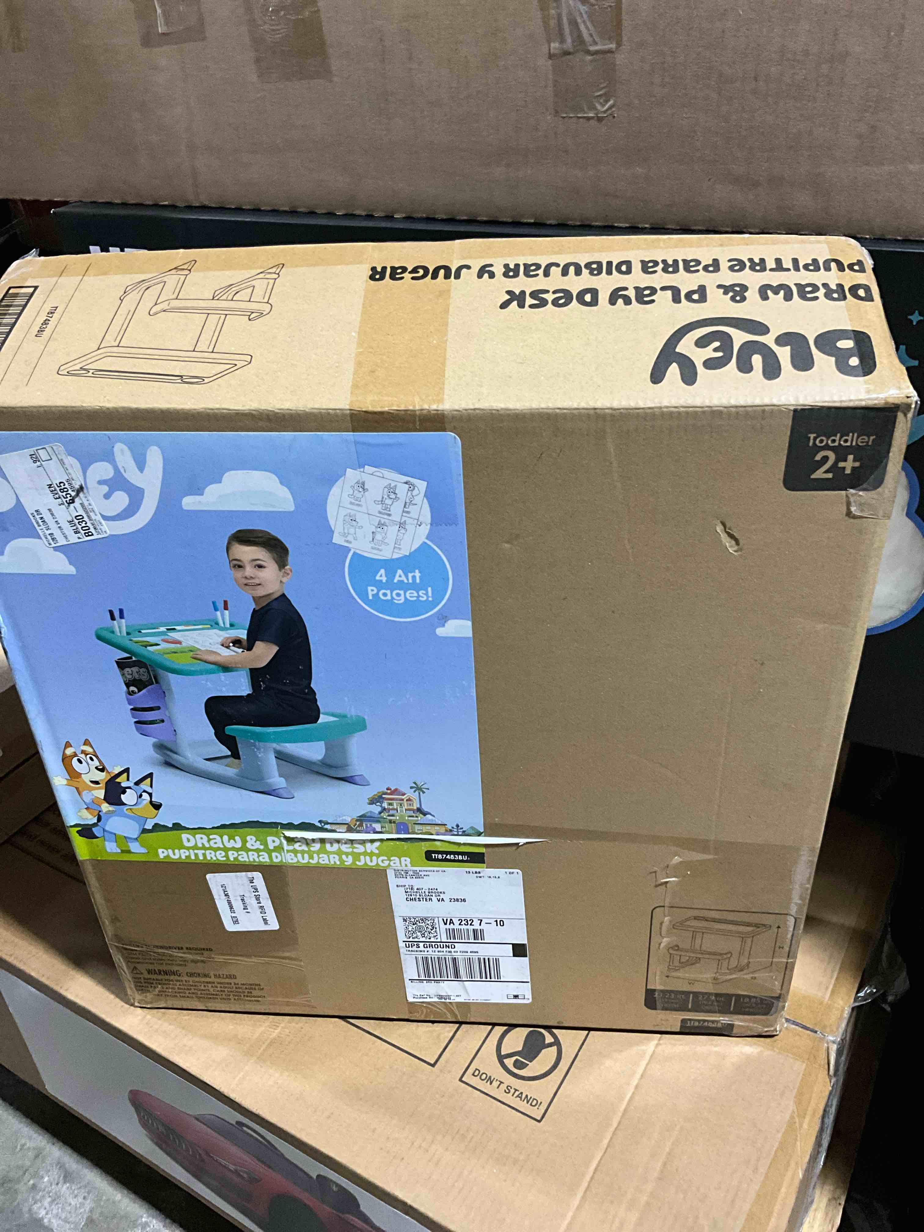 Condition photo showing New/Like New for Bluey Draw and Play Desk by  – Includes 10 Markers and Coloring Book, Blue