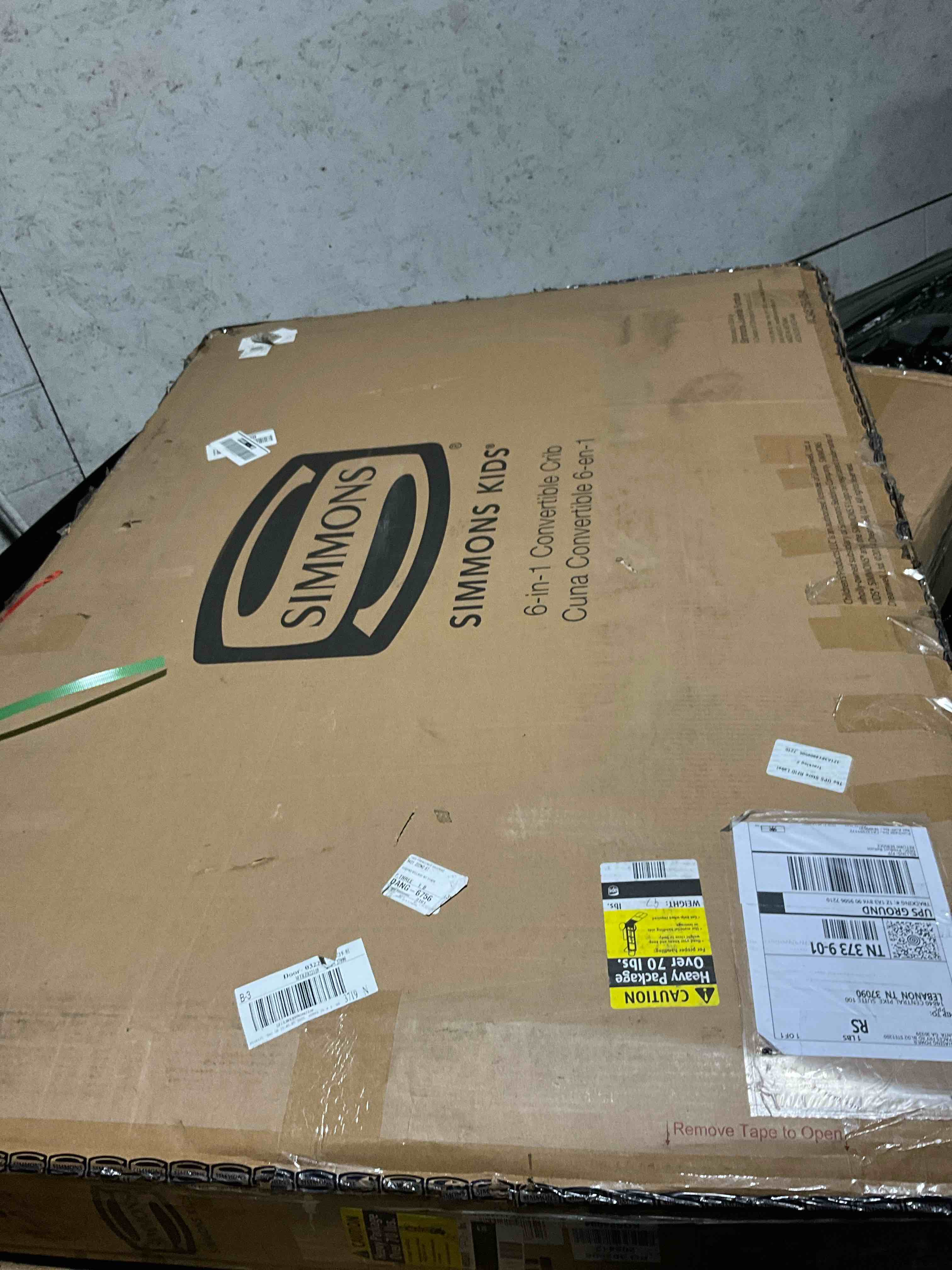 Condition photo showing New/Like New for Simmons Kids' Caden 6-in-1 Convertible Crib with Trundle Drawer - Rustic Gray