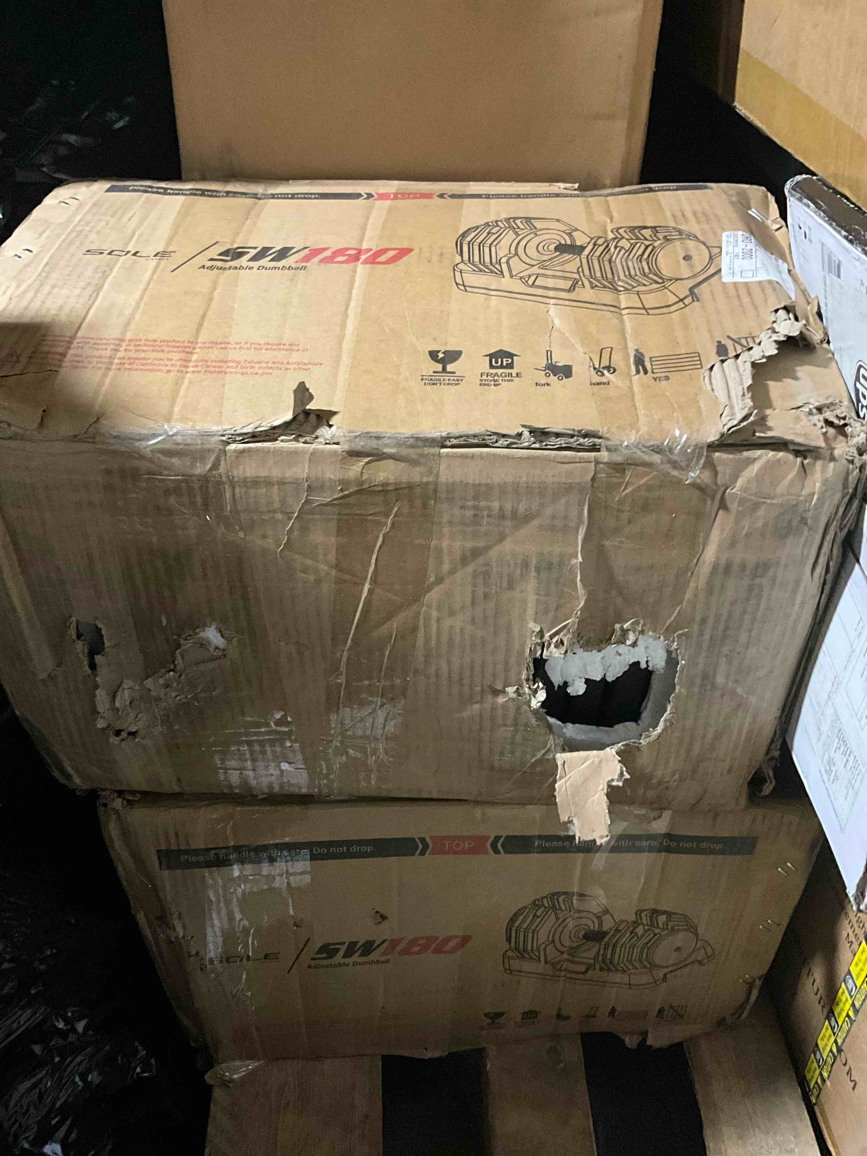 Condition photo showing New/Like New for SOLE Fitness Adjustable Dumbbells (set of 2) SW180, Versatile Space-Saving Equipment - Adjustable Weights from 5lbs to 80lbs - Tone and Strengthen