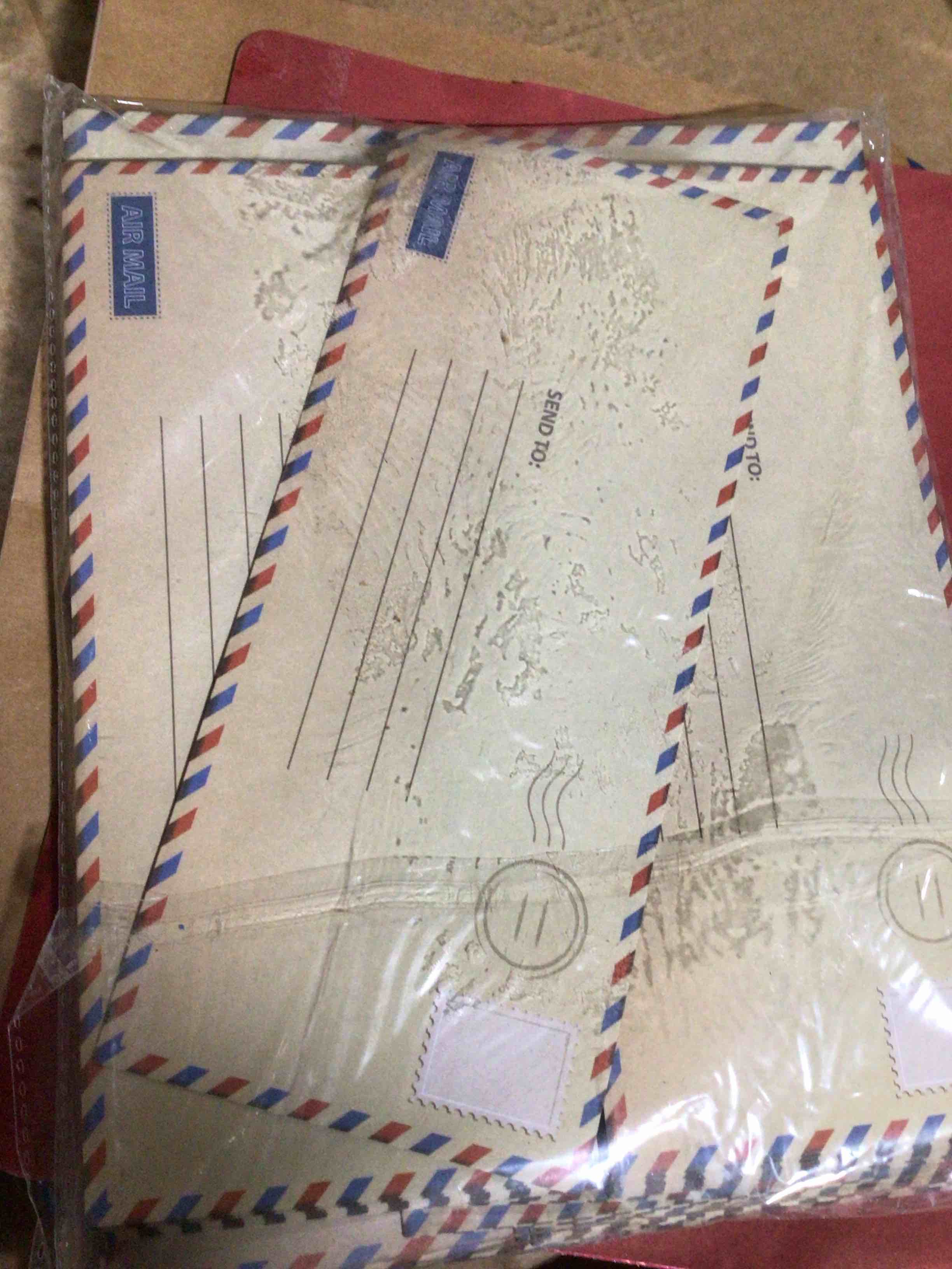 Condition photo showing New/Like New for vintage airmail stationery set 8.5” x 11” sheets with envelopes & folders bundle 