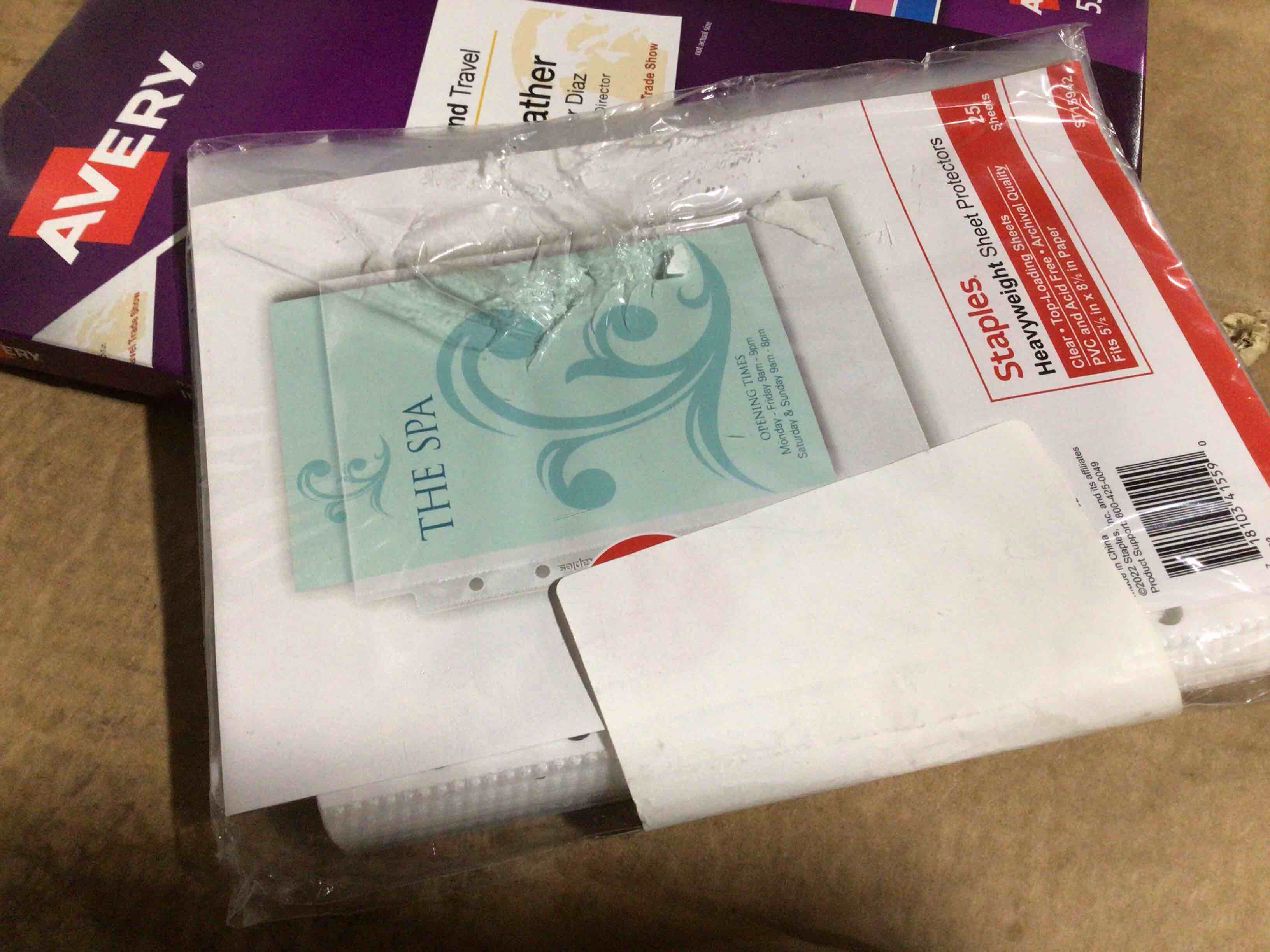 Condition photo showing New/Like New for AVERY name badges insert refills + heavyweight sheet protectors bundle