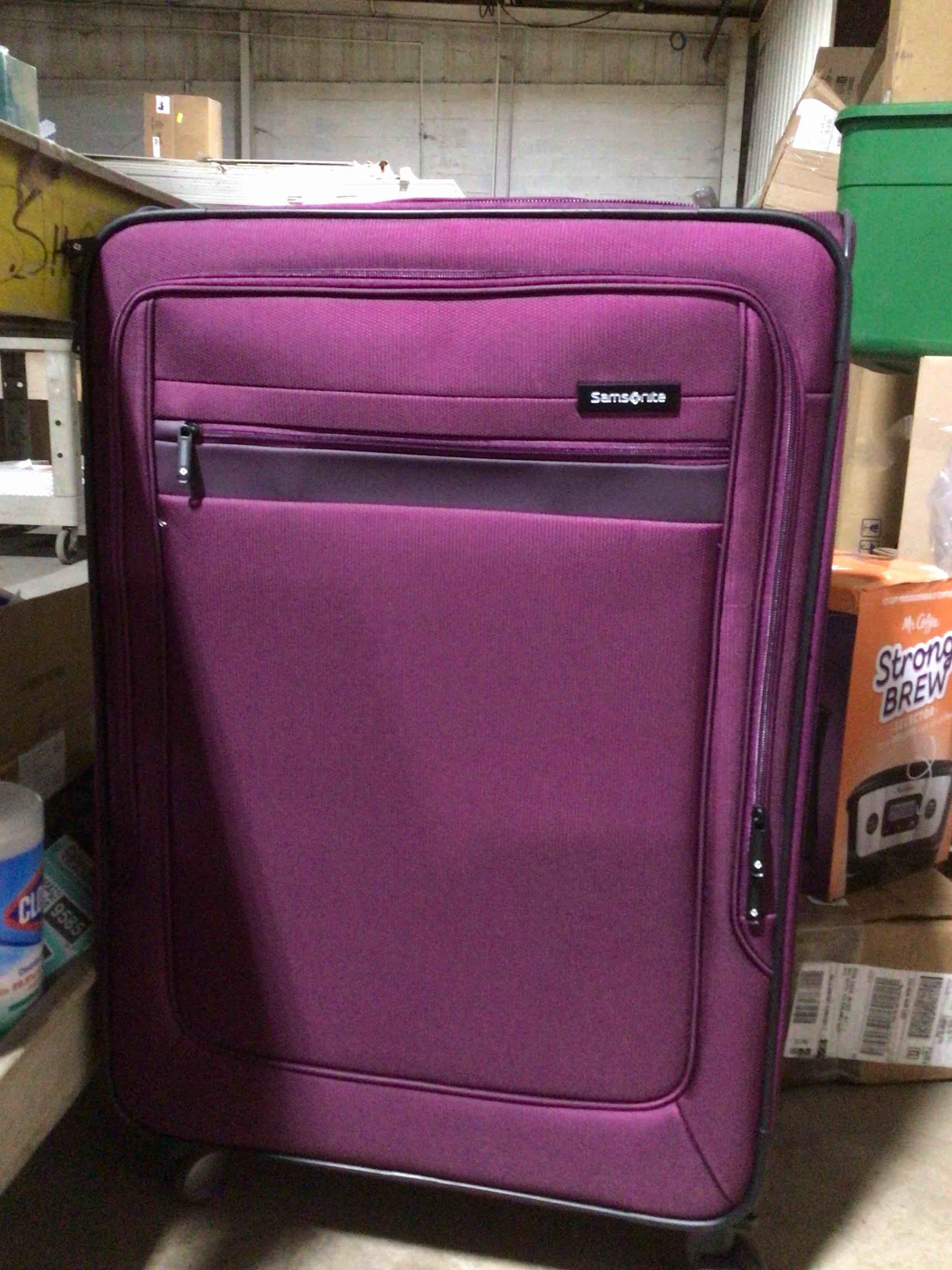 Condition photo showing New/Like New for Samsonite suitcase (purple) fabric suitcase