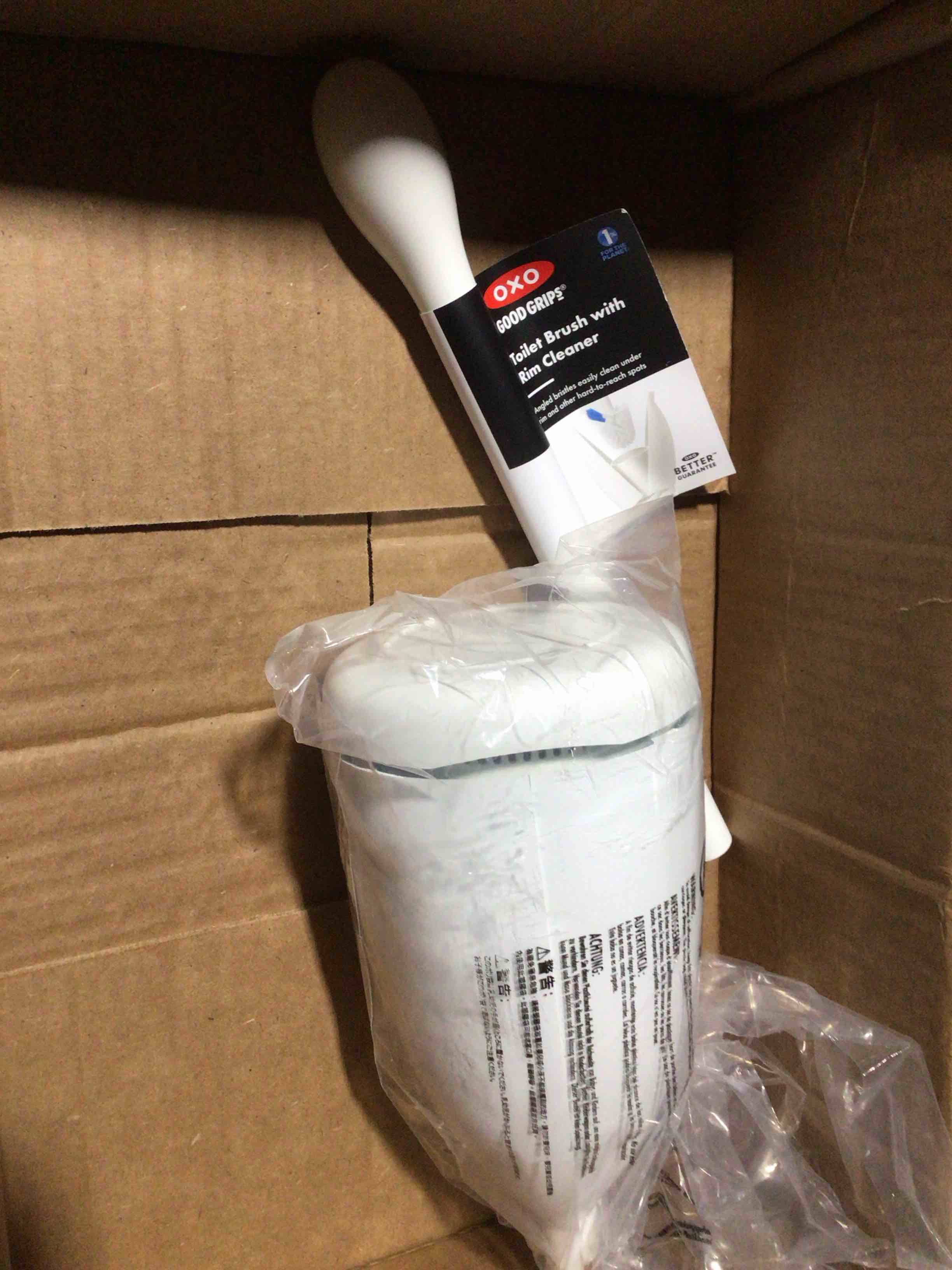 Condition photo showing New/Like New for OXO toilet brush canister 