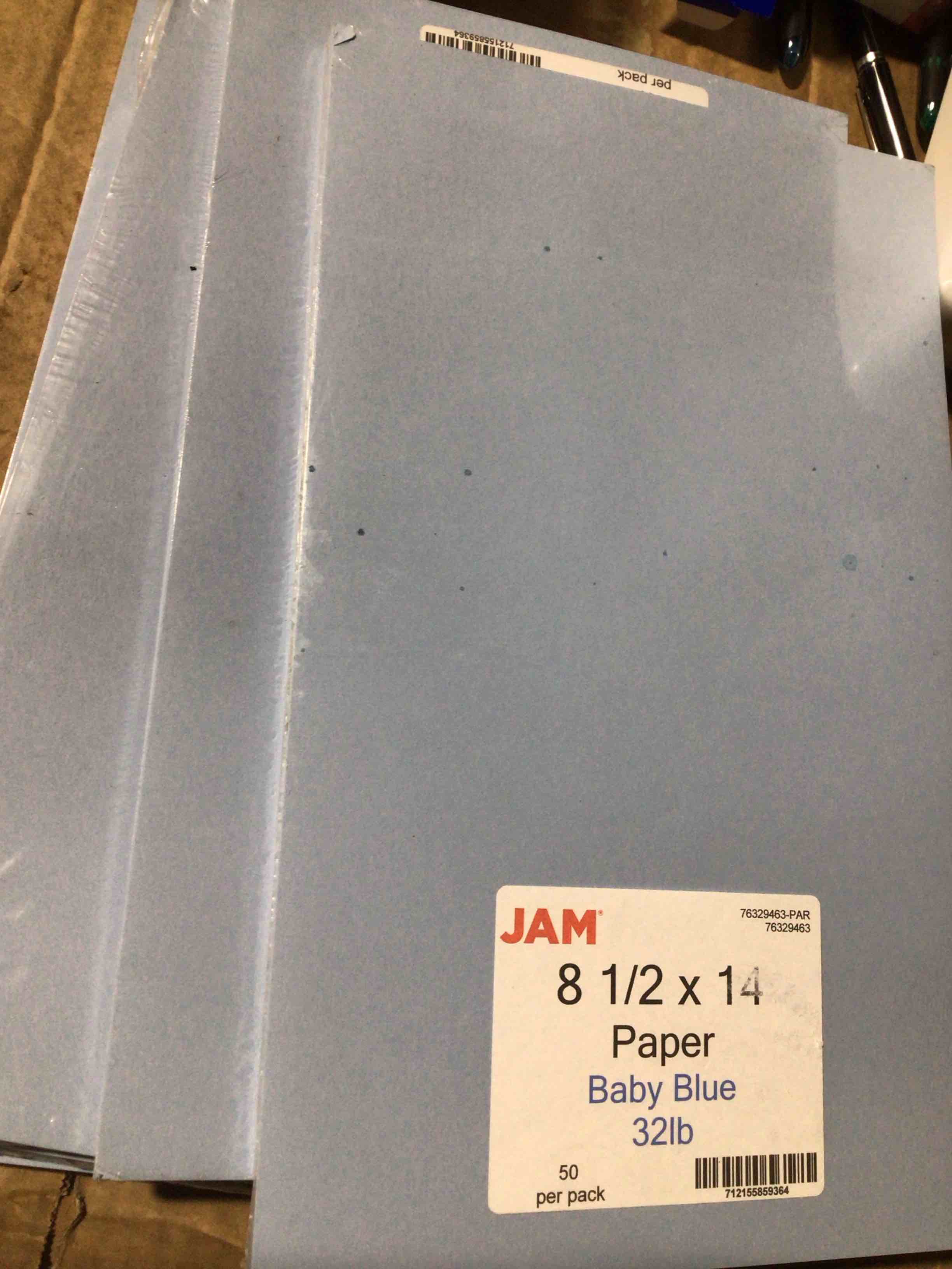 Condition photo showing New/Like New for JAM  81/2 x 14 paper baby blue 