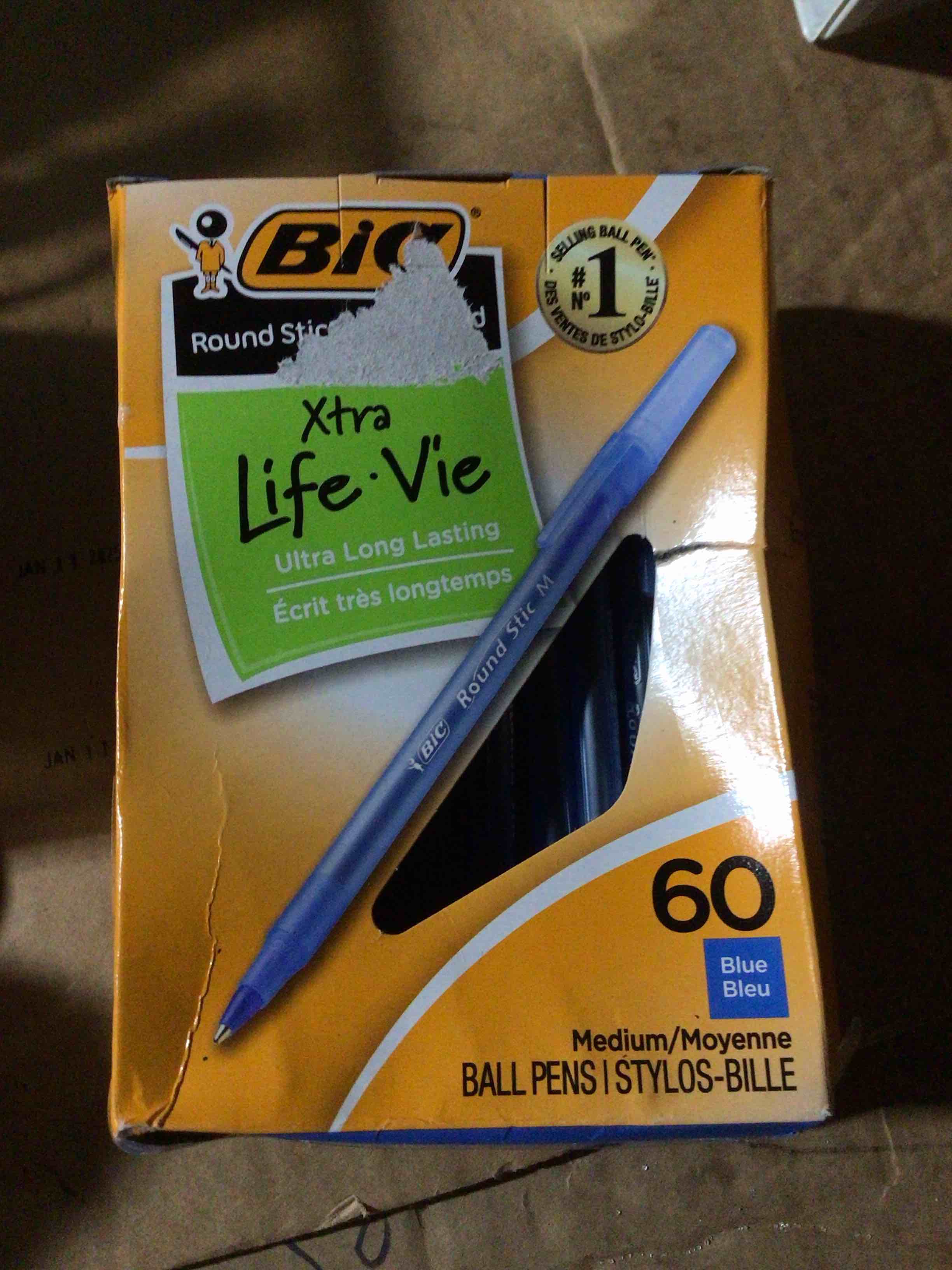 Condition photo showing New/Like New for BIC xtralife 60 blue medium ball pens 