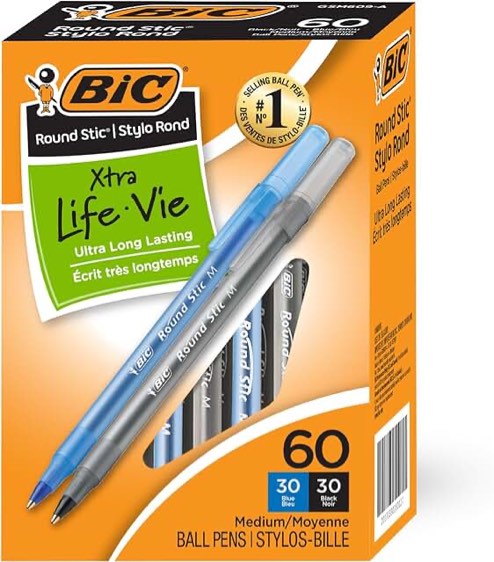 bic xtralife 60 blue medium ball pens 